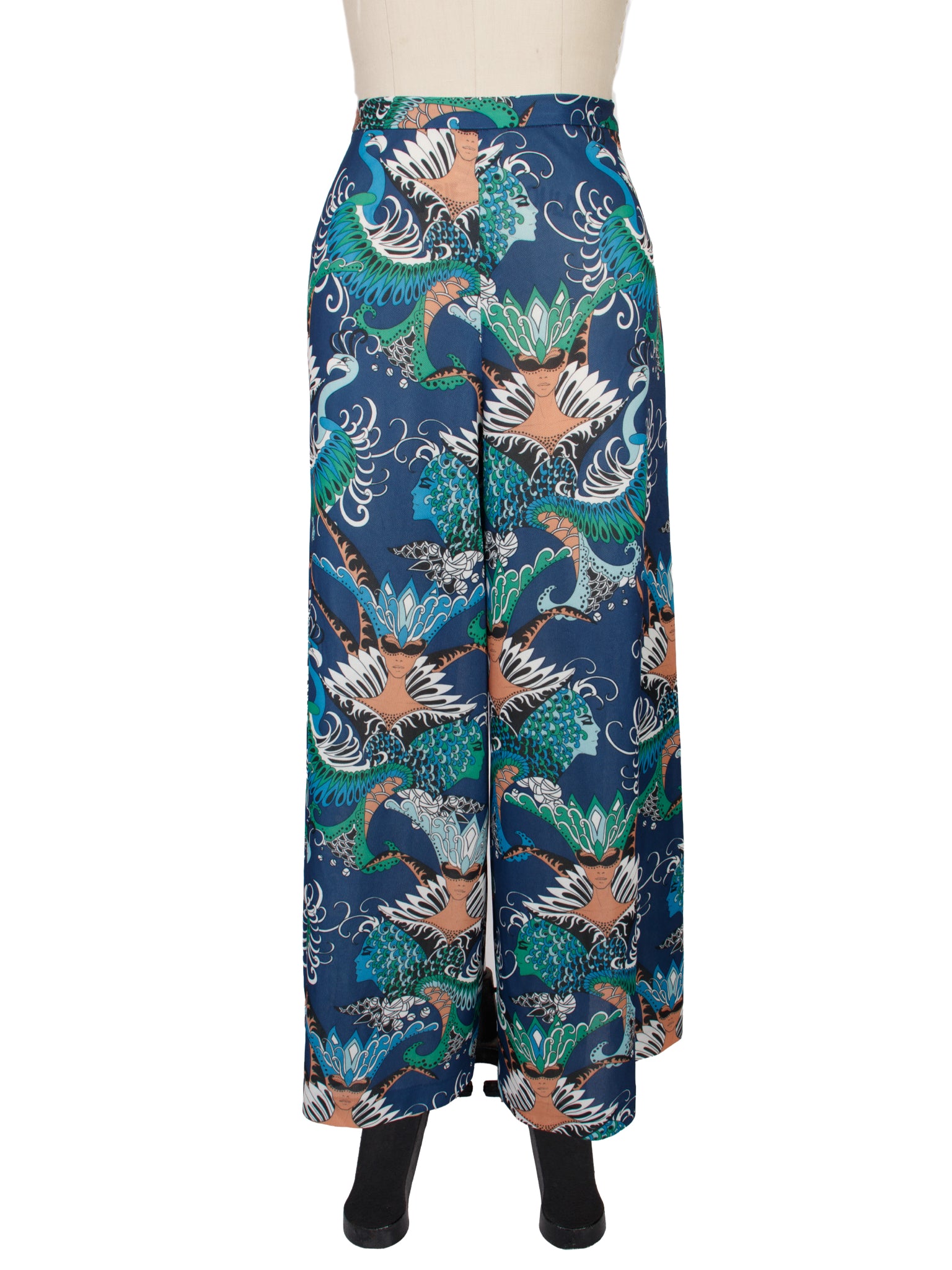 1970s Novelty Print Wide Leg Pant Set