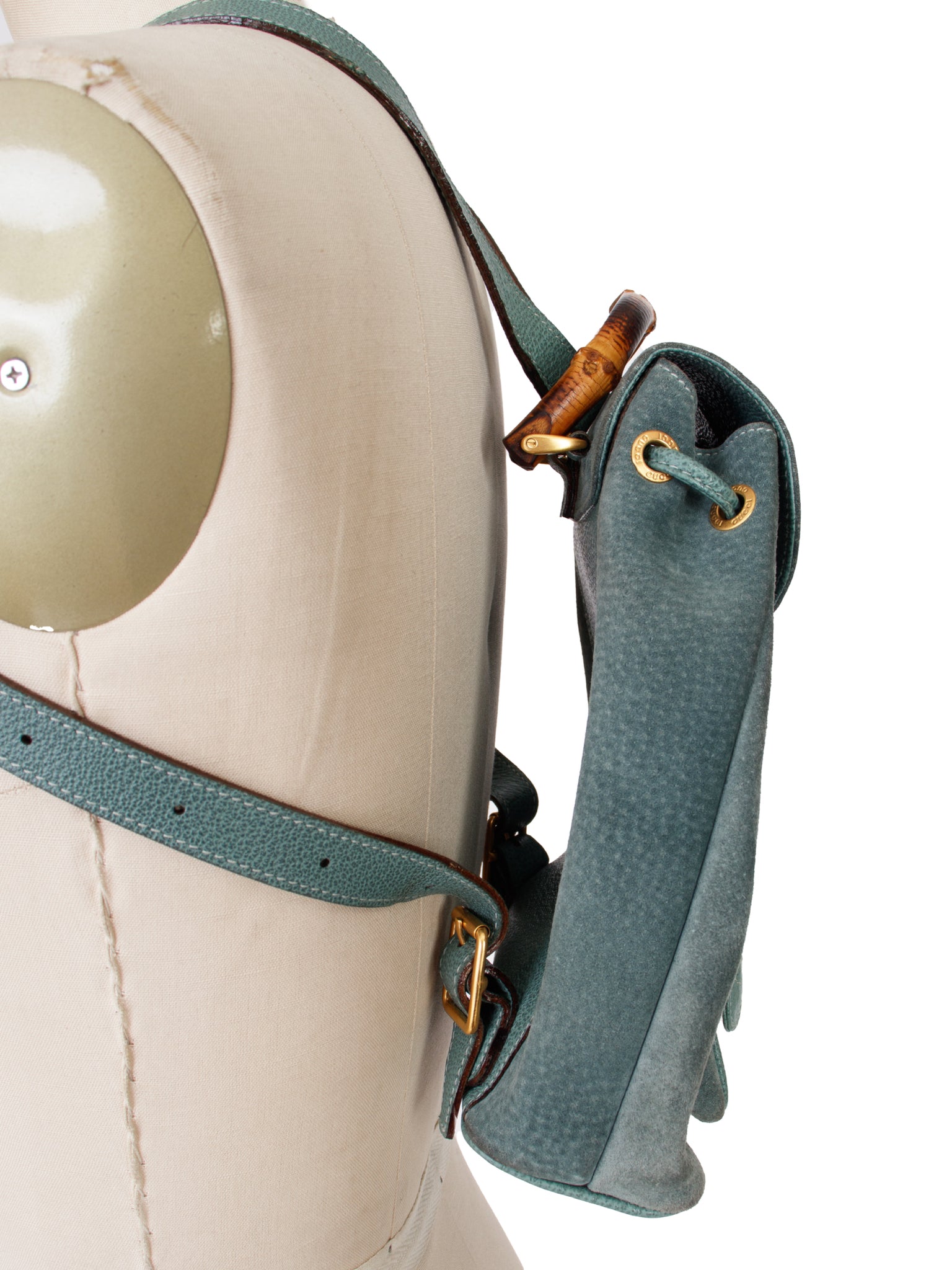 Gucci Suede Bamboo Turnlock Backpack