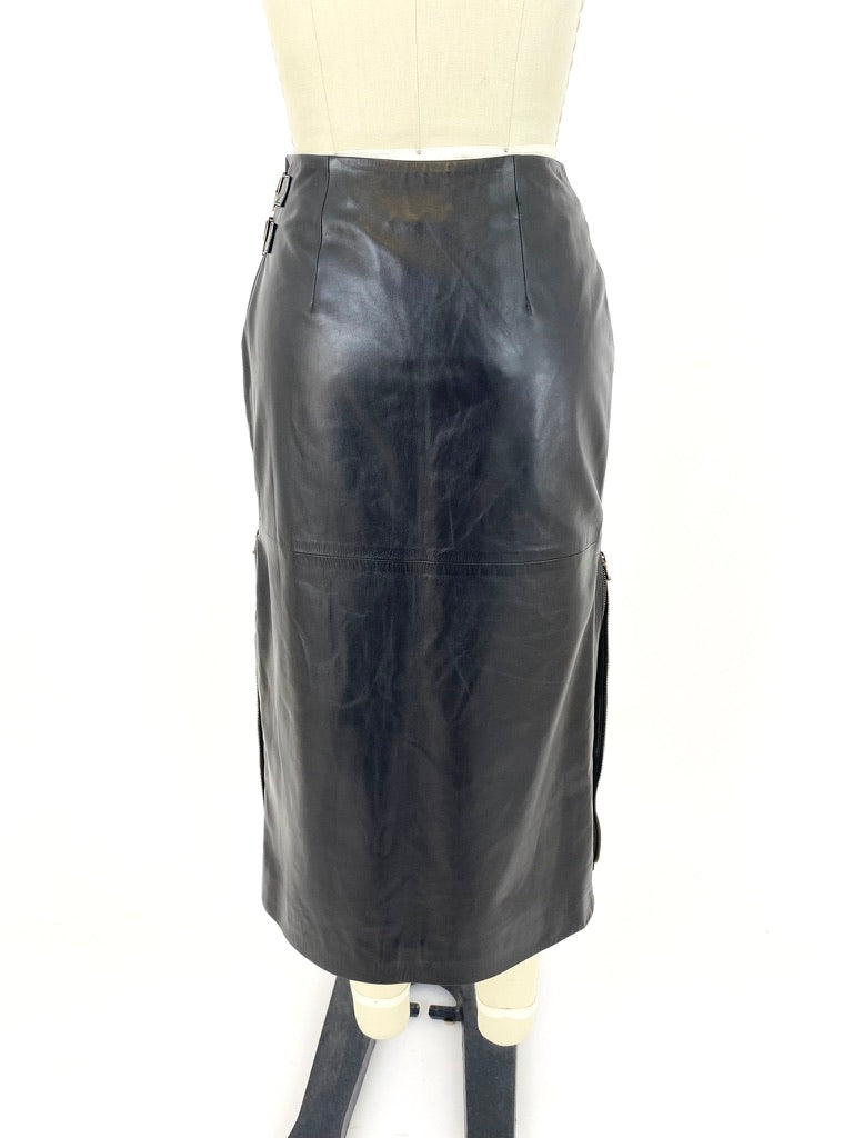 F/W 2000 Christian Dior Boutique Lambskin Zipper Skirt