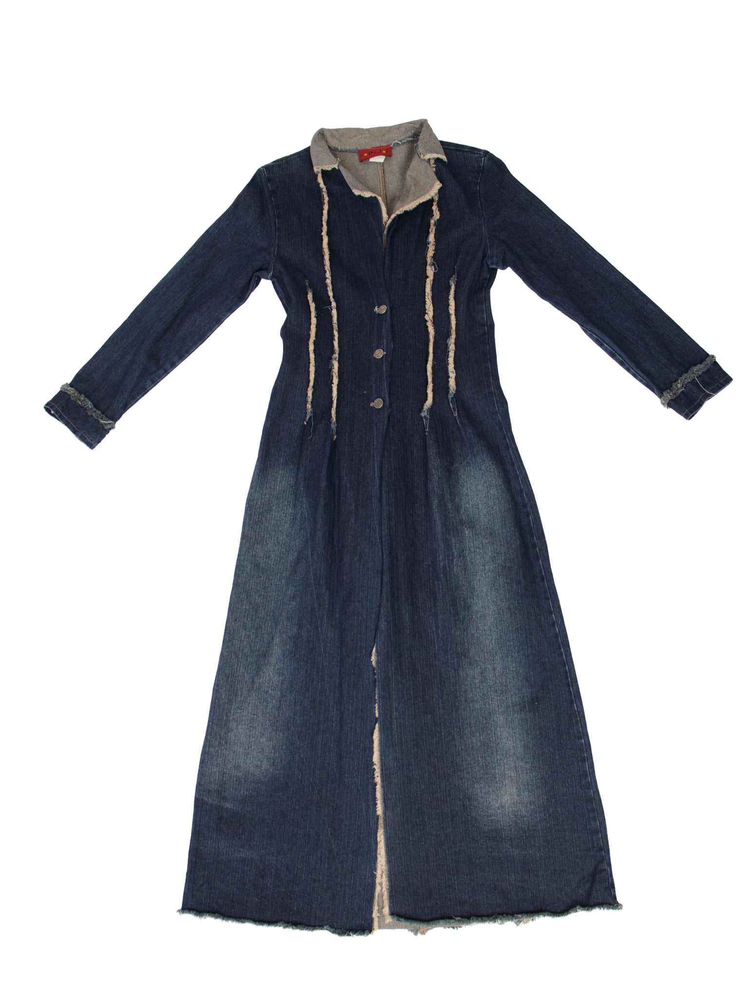 PSJ Raw-Edge Denim Dress Coat