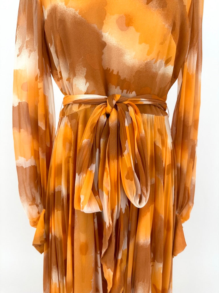 70s Dan Lee Chiffon Printed Dress