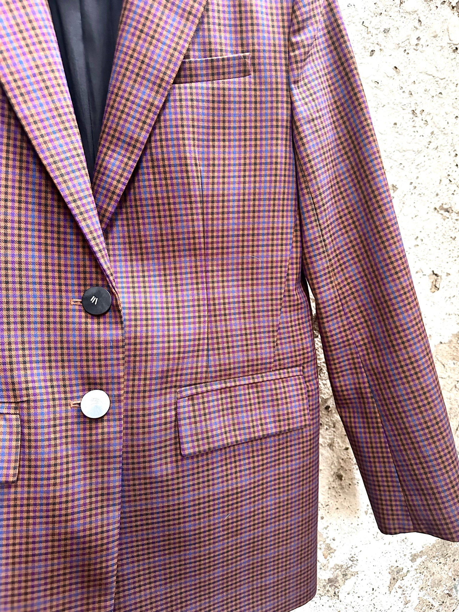 Tibi Gingham Pierced Blazer