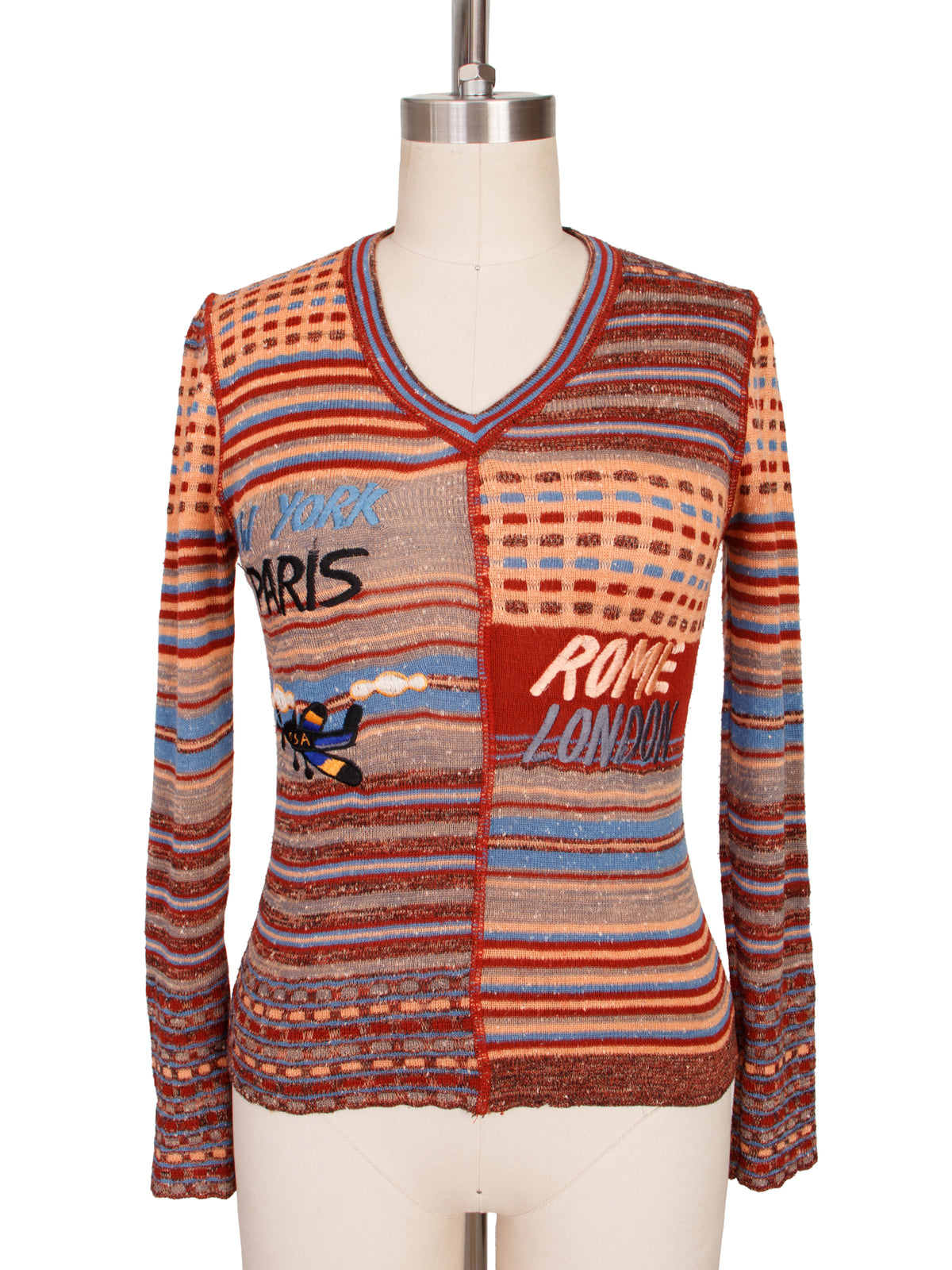 1970s New York Paris Novelty Stripe Sweater
