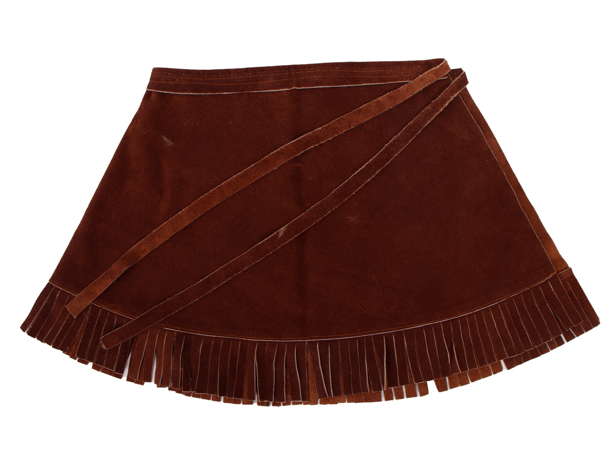 1970s Suede Fringe Trim Vest & Skirt Set