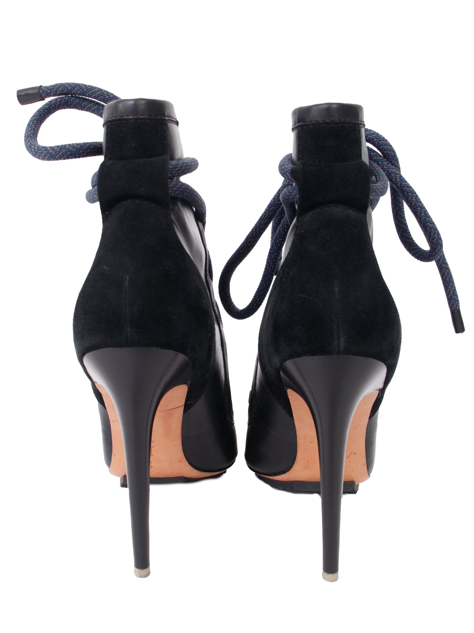 Lamb Leather & Suede Lace-Up Heels