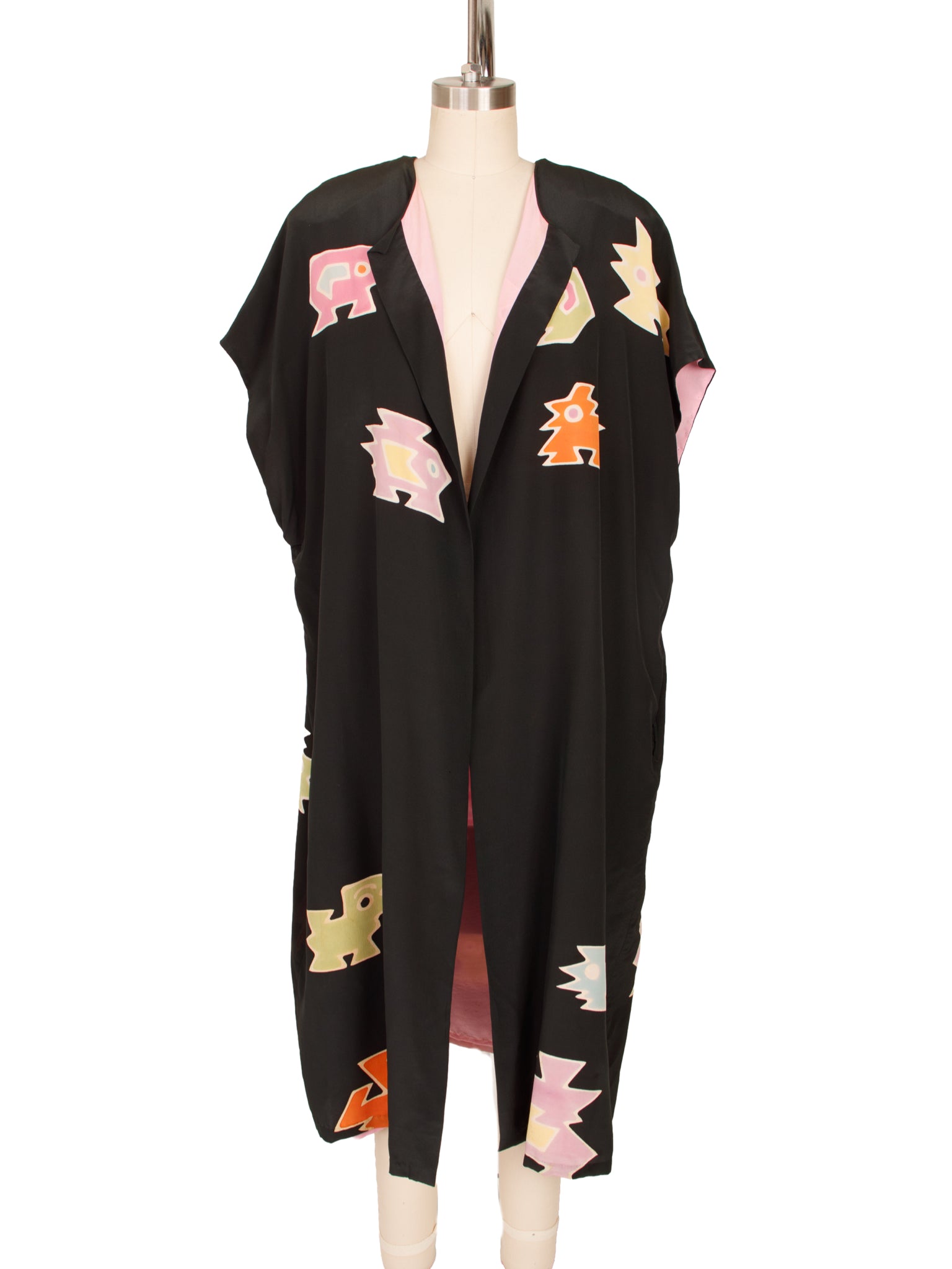 1980s Art-To-Wear Silk Printed Duster
