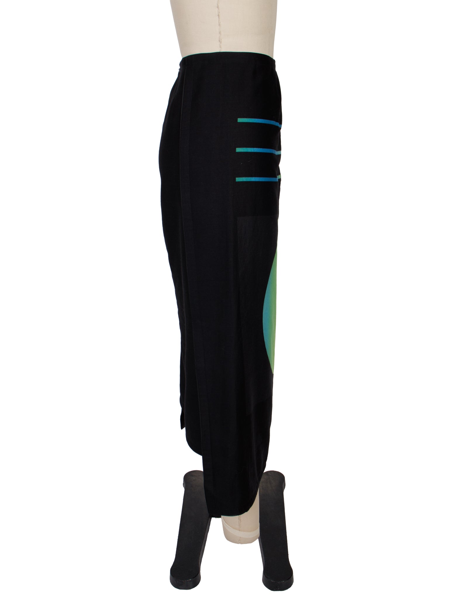 1980s Silk Asymmetrical Graphic Skirt Set