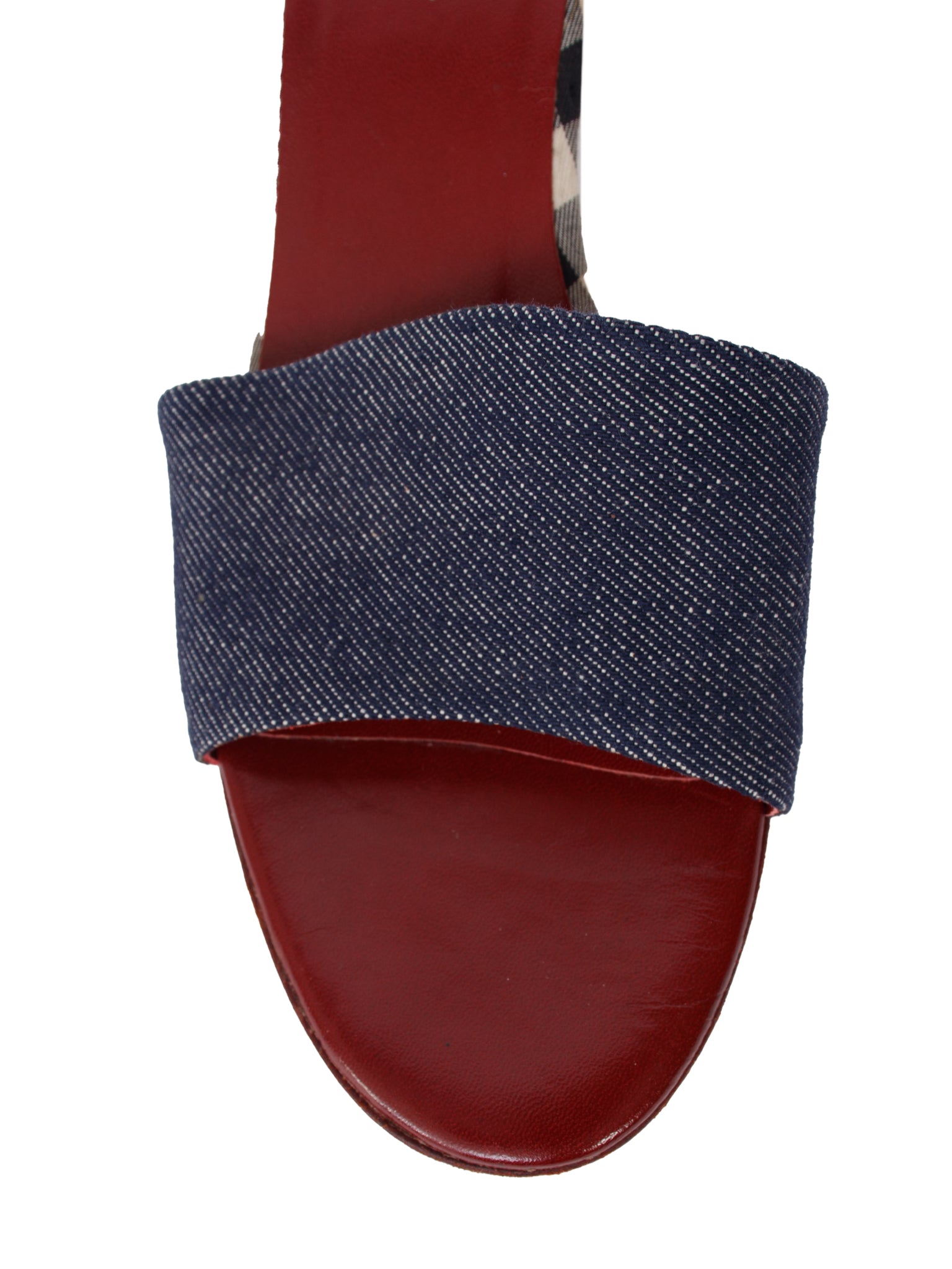 Burberry Denim Check Kitten Heel Sandals