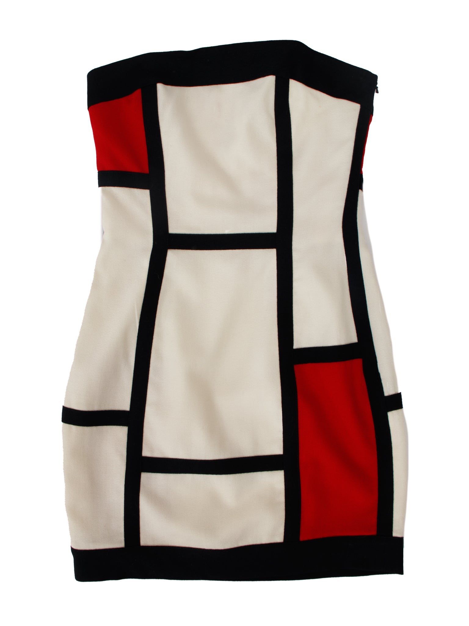 1980s Mondrian Strapless Mini Dress