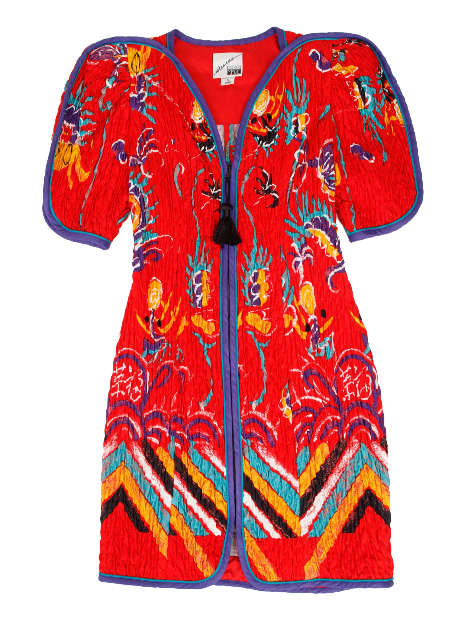Jeanne Marc Quilted Floral Zip Dress