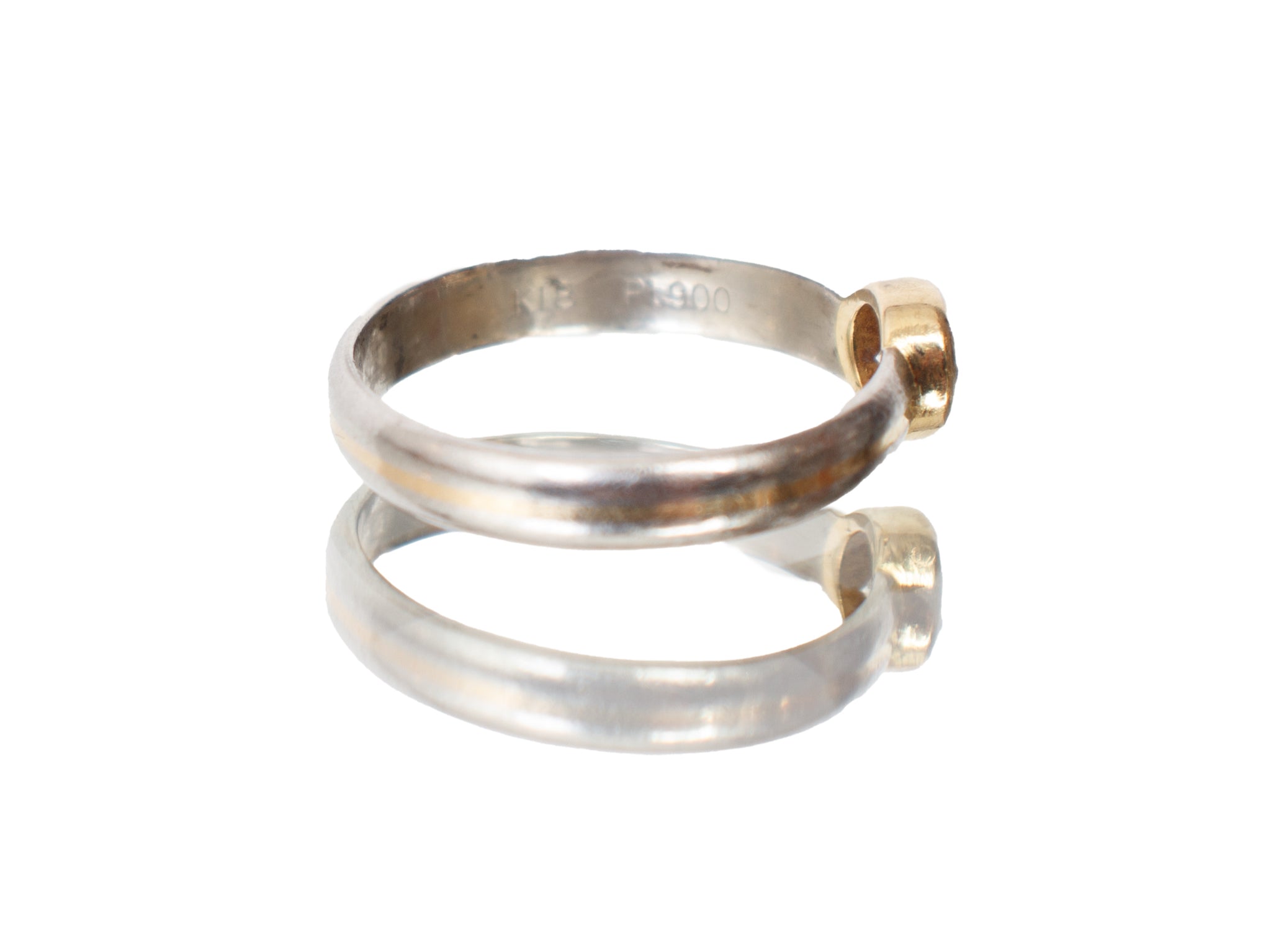 Platinum & 18k Gold Bezel Set Diamond Ring