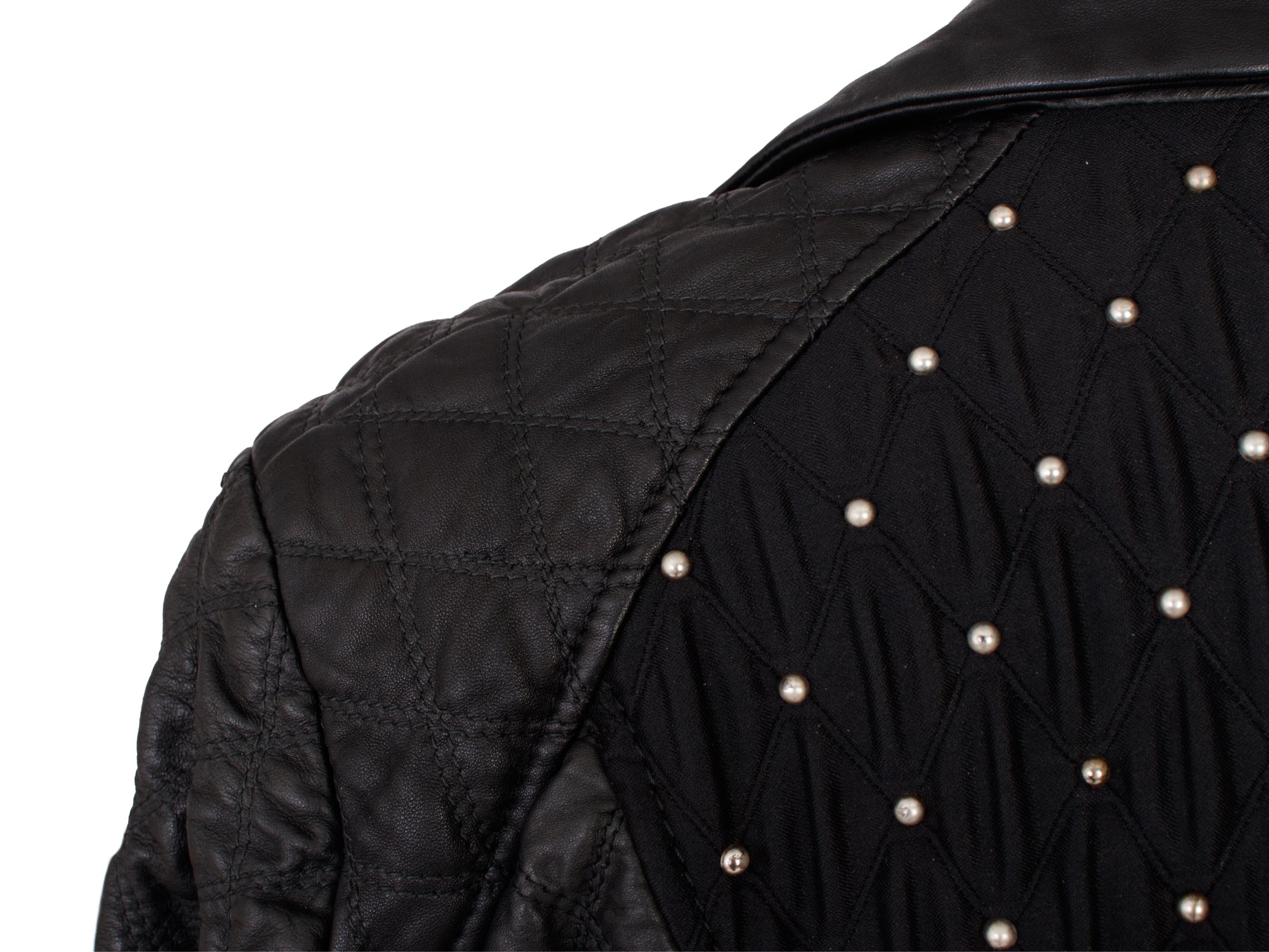 Just Cavalli Leather Quilted & Round Studded Jacket