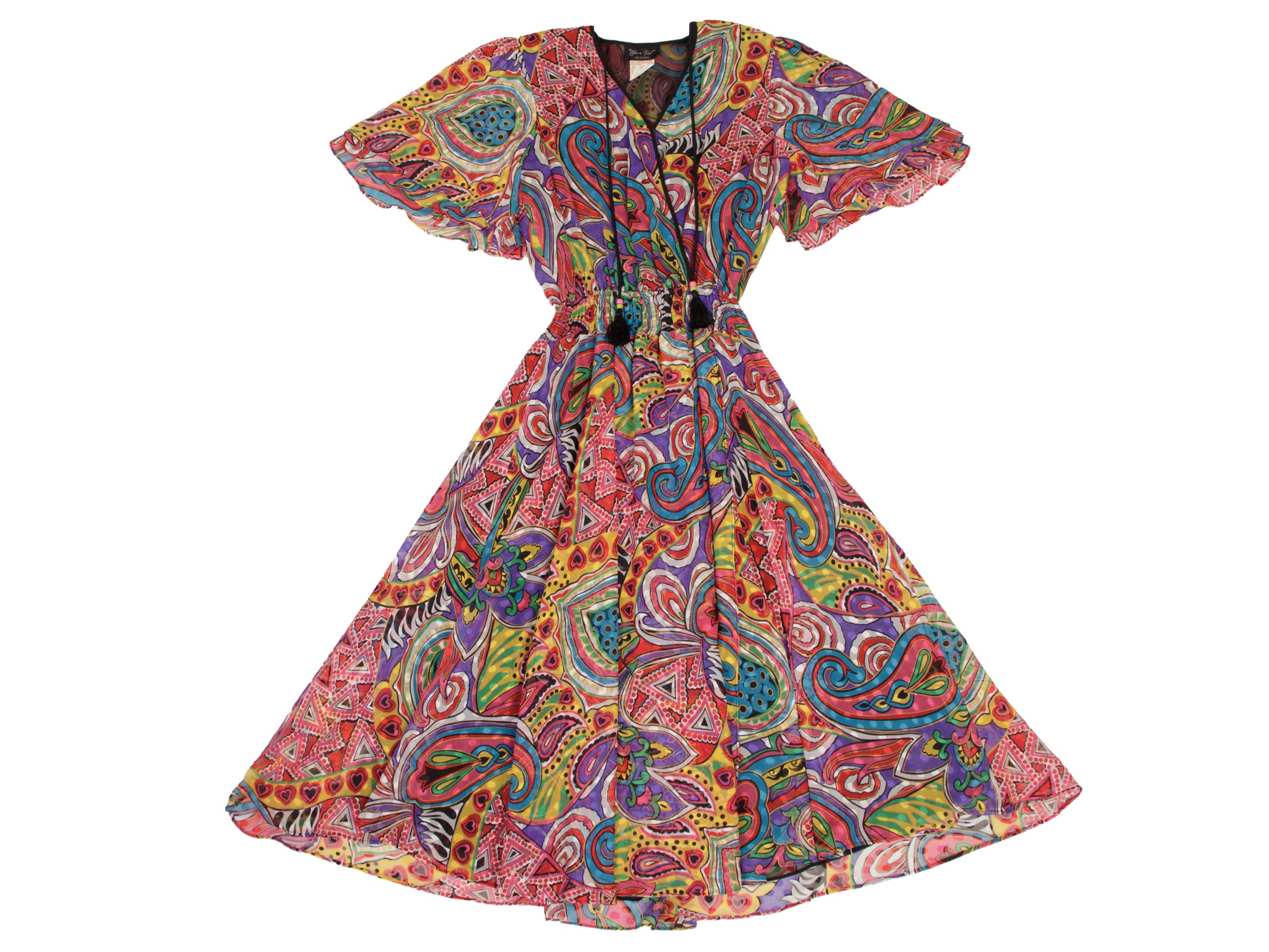 Diane Freis Georgette Abstract Paisley Print Dress