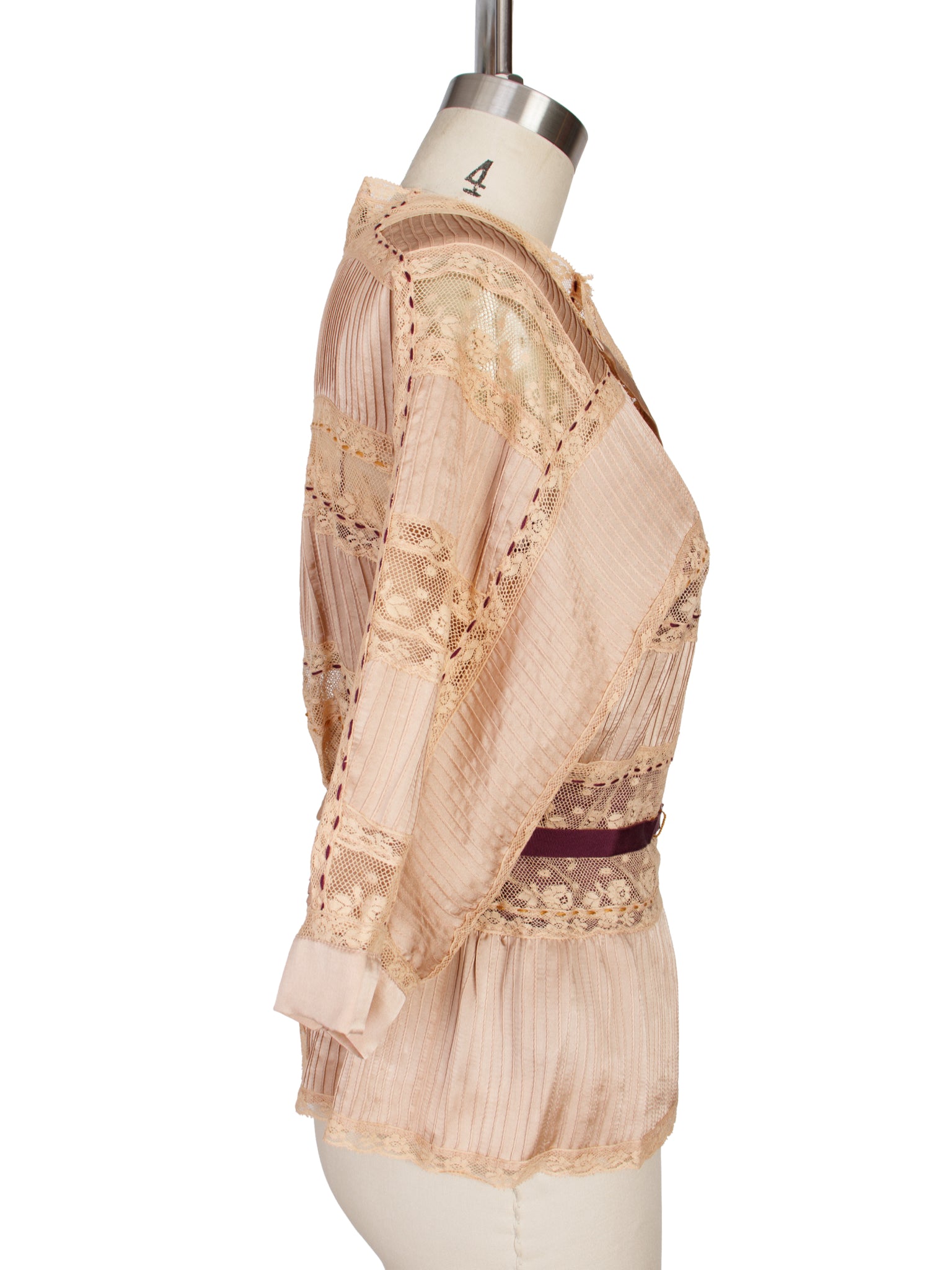 Easton Pearson Pintuck Silk Lace Blouse
