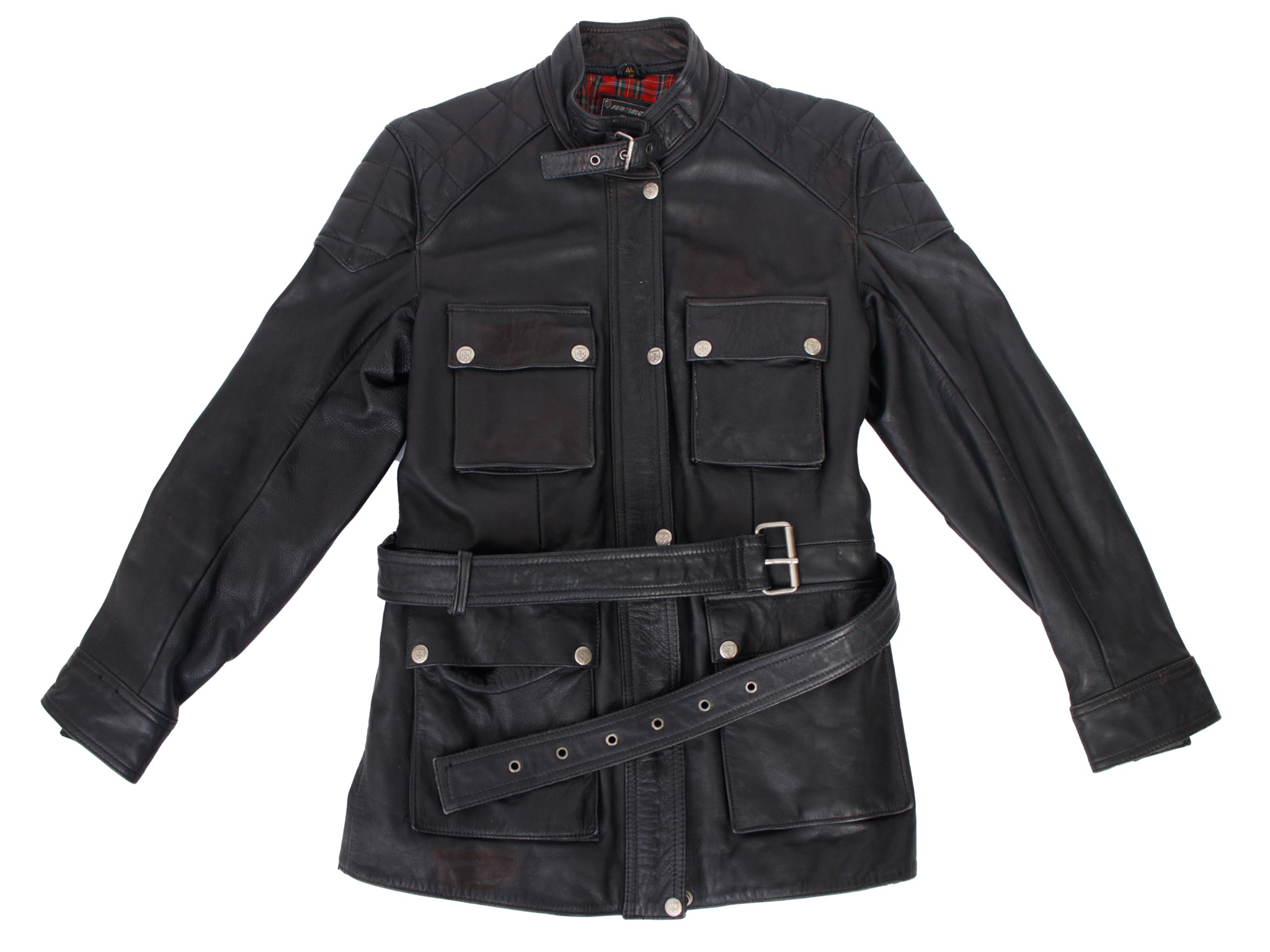 1990s Harro Leather Moto Belted Jacket