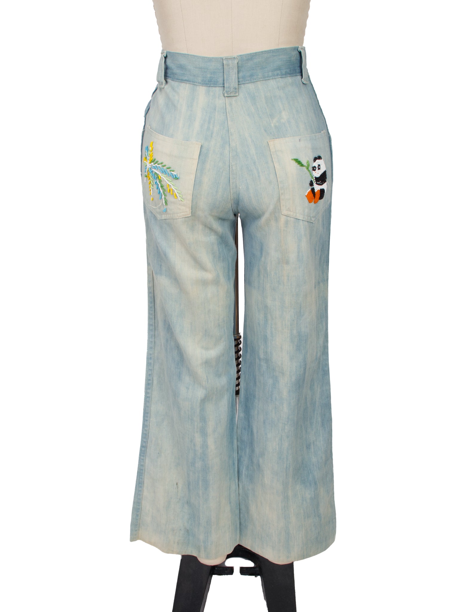 1970s Denimites Beaded Light Wash Denim Pant Set