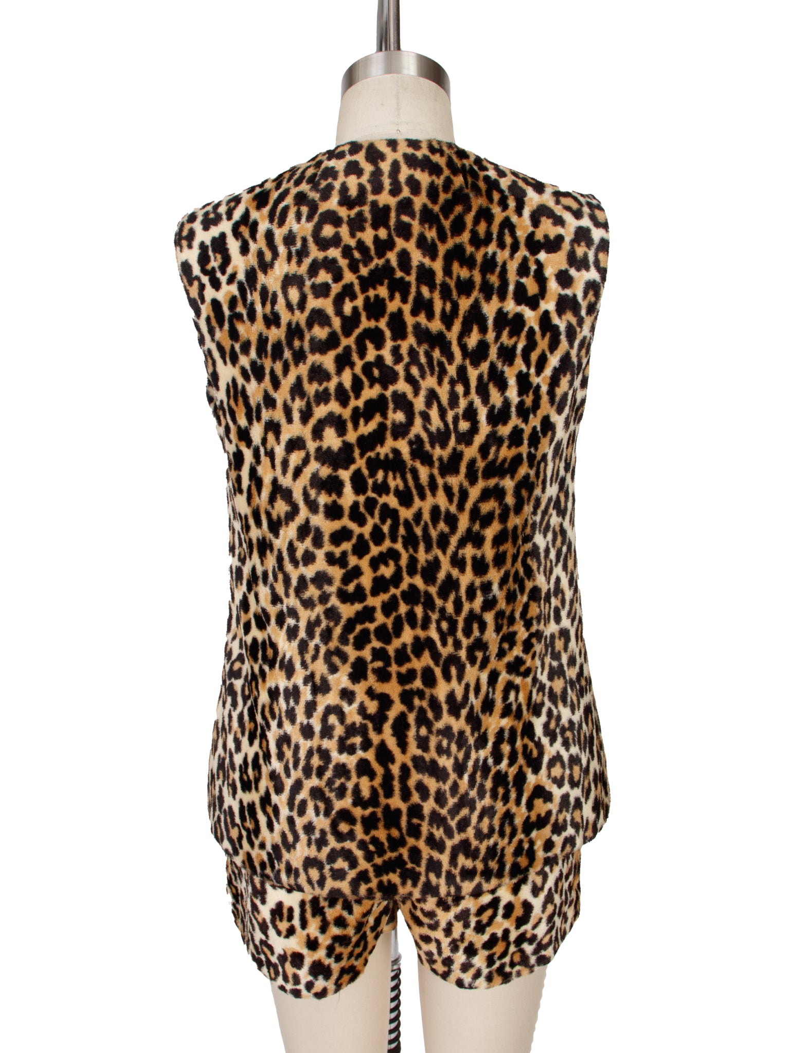 1970s Handmade Faux Fur Leopard Print Short Set