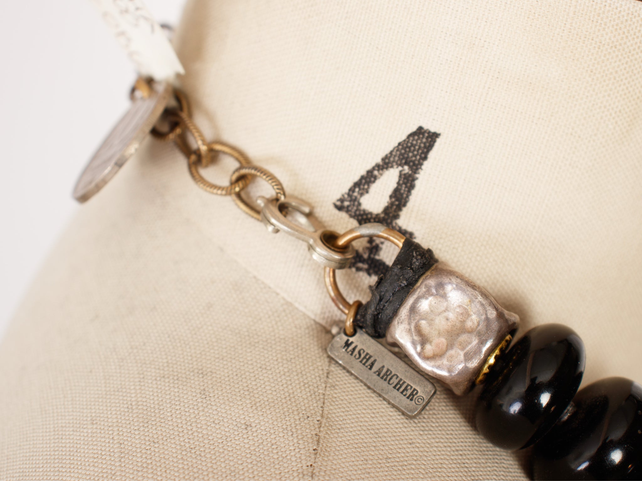 Masha Archer Opalite & Obsidian Statement Necklace