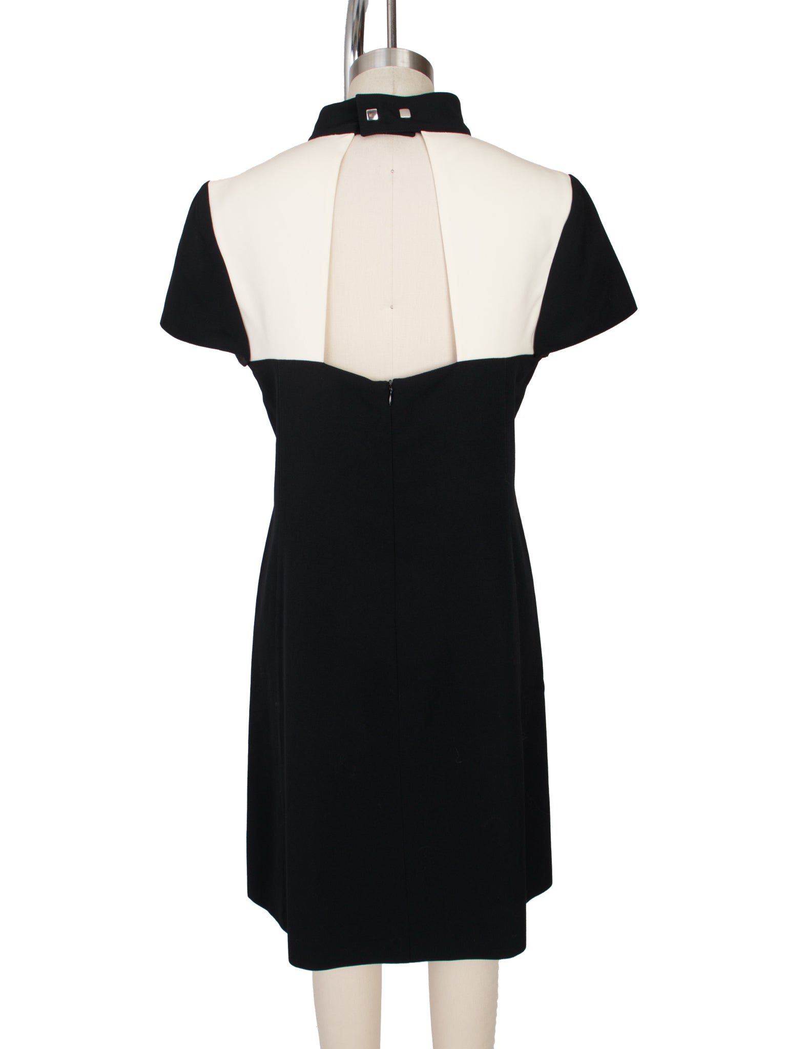 Courreges Wool Crepe Color Block Keyhole Mini Dress