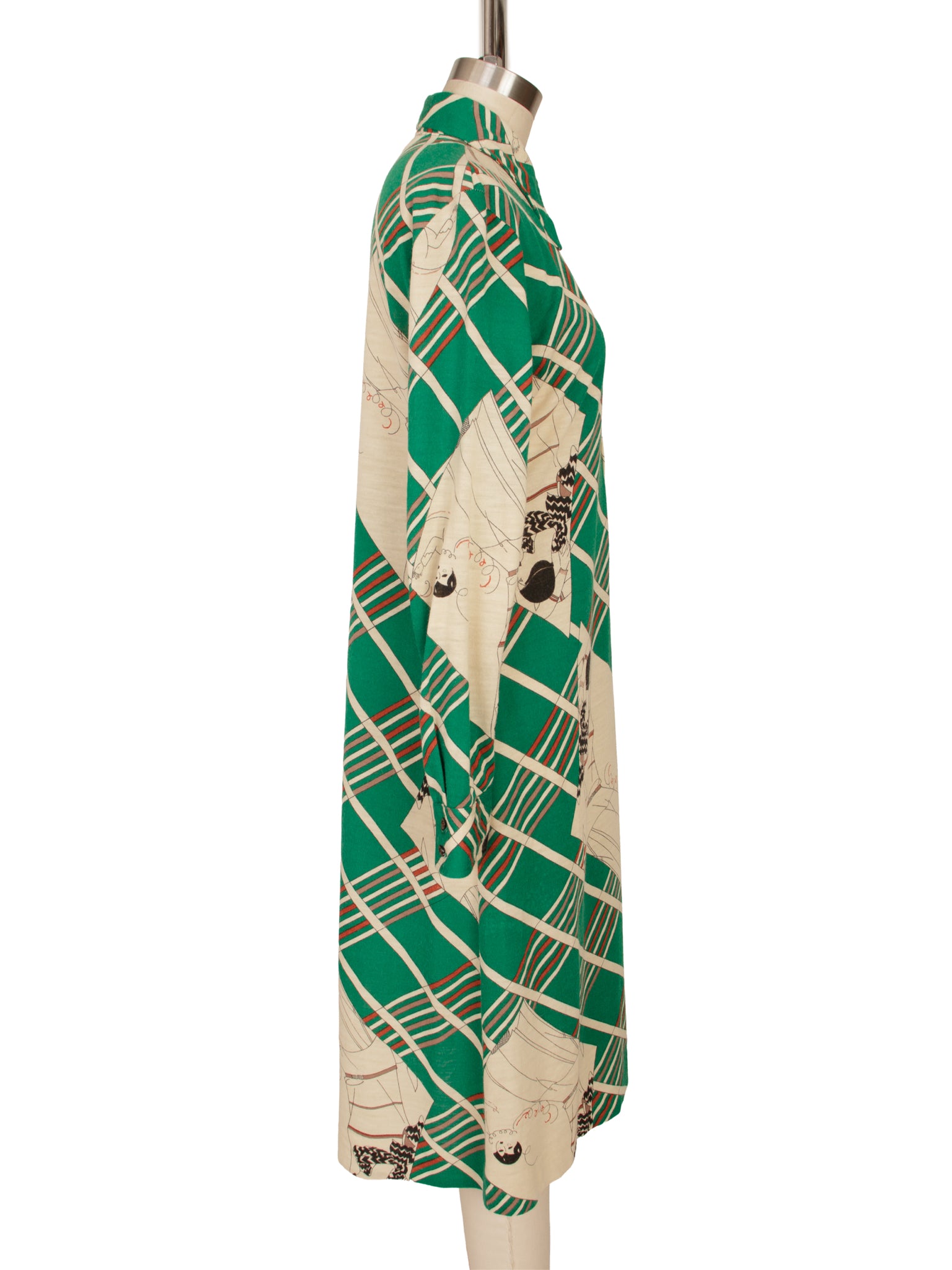1970s Lanvin Art Deco Print Dress