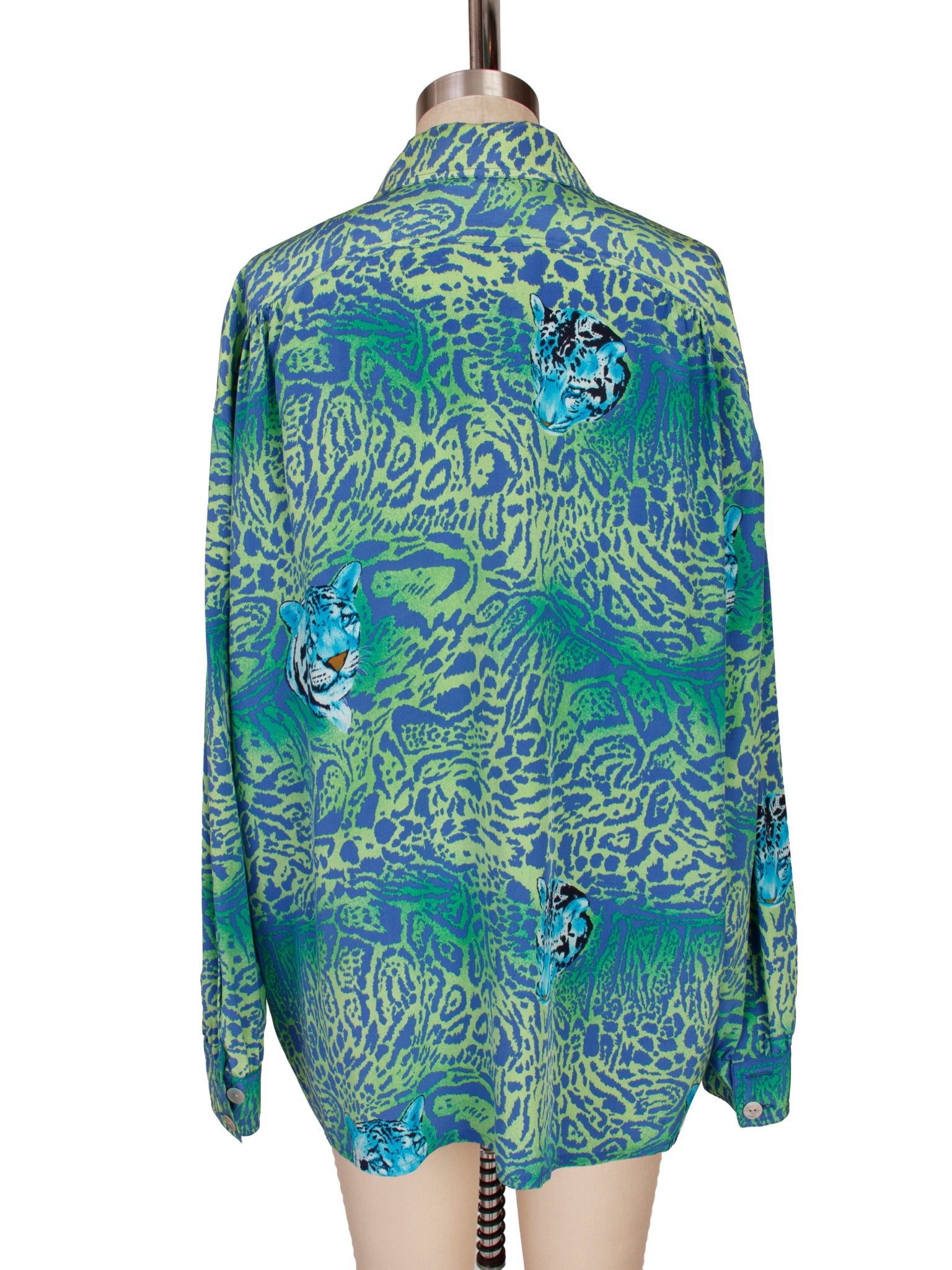 1990s Escada Silk Leopard Print Shirt