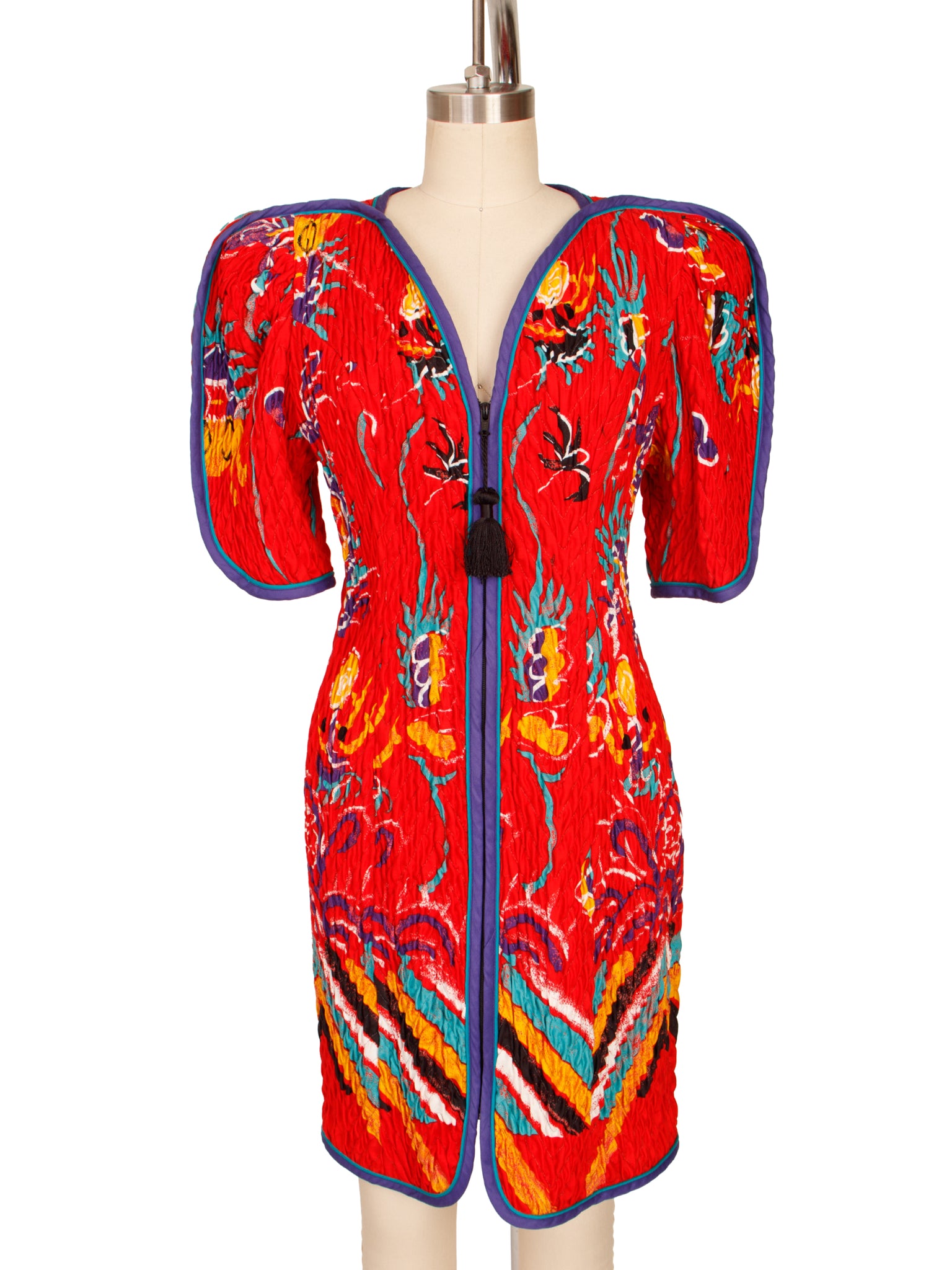 Jeanne Marc Quilted Floral Zip Dress