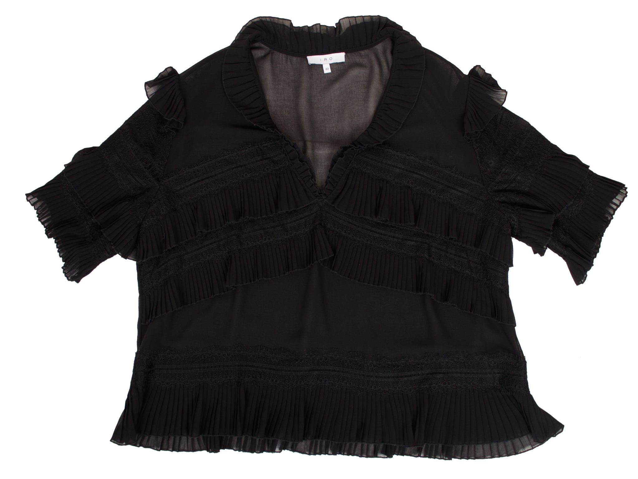 IRO Chiffon & Lace Pleated Blouse