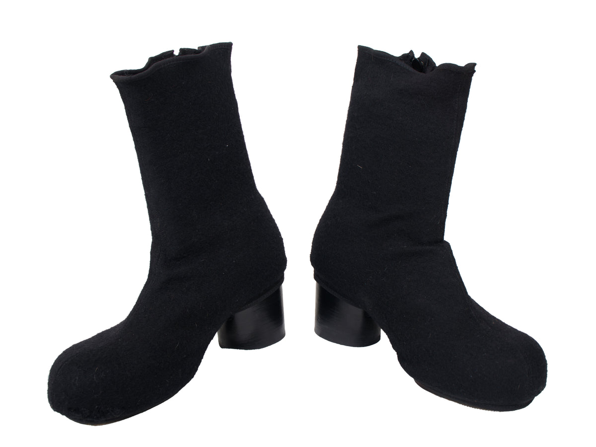 Maison Margiela Leather & Wool Spats Ankle Boots