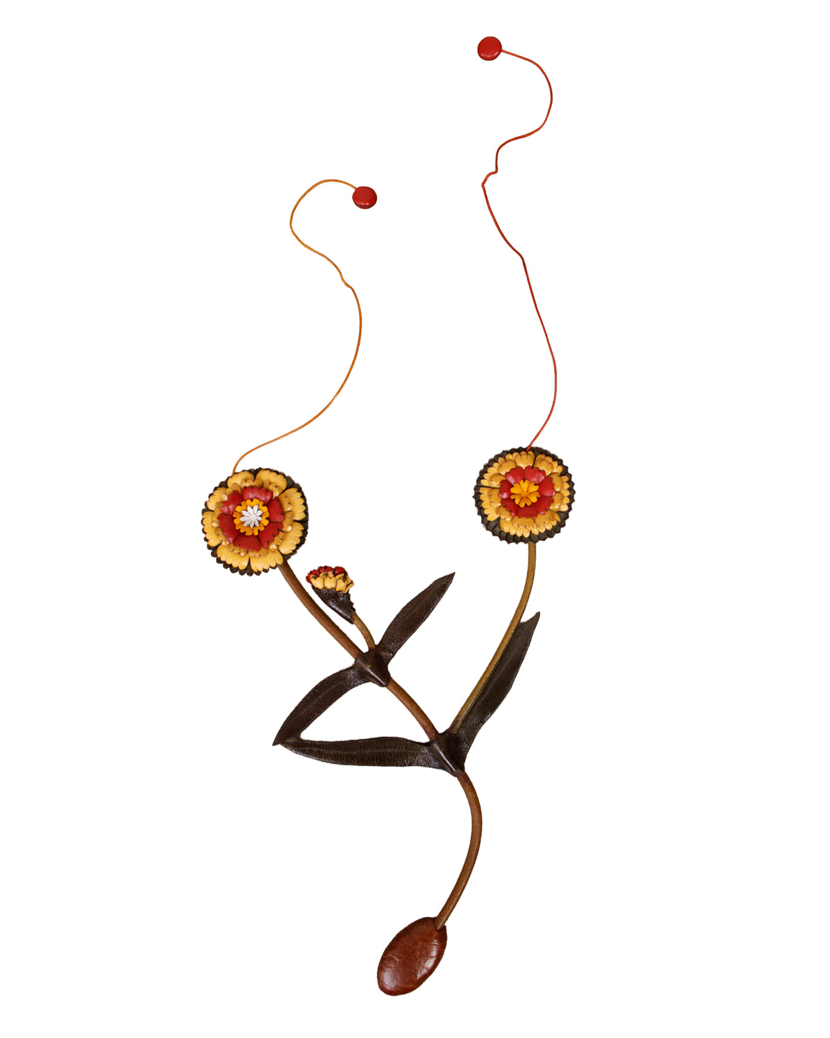 Isabelle Azais Leather Flower Necklace