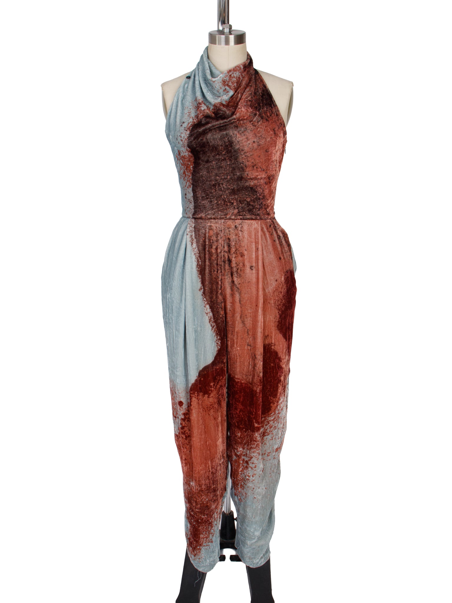 FW 2014 Galliano Velvet Abstract Print Jumpsuit