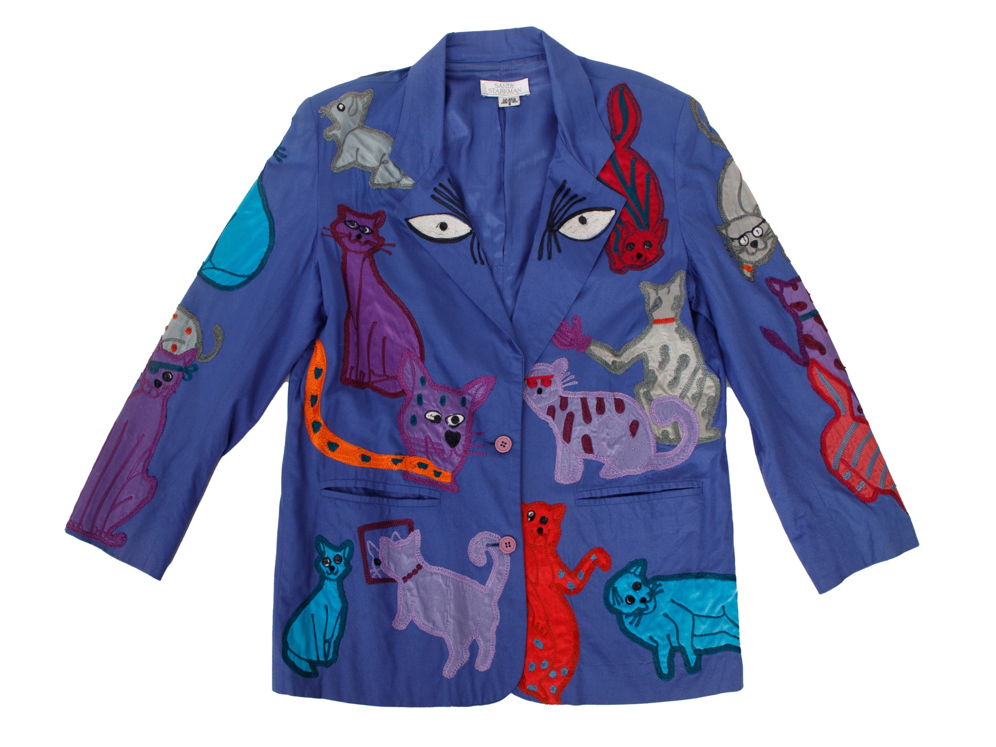 Sandy Starkman Cat Embroidered Blazer