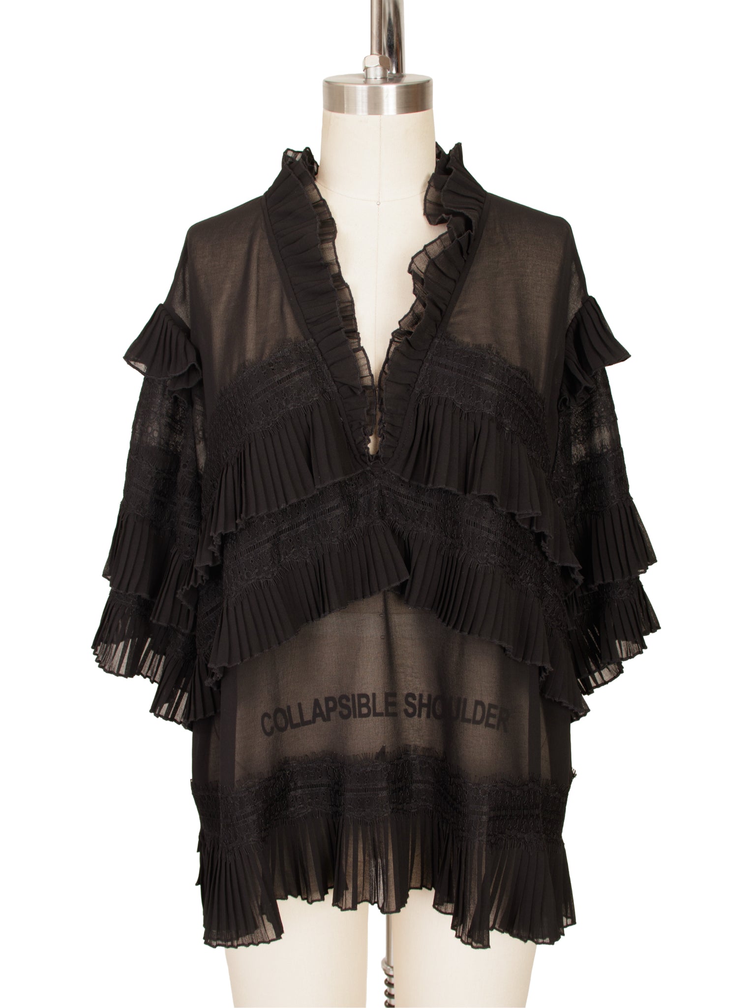 IRO Chiffon & Lace Pleated Blouse