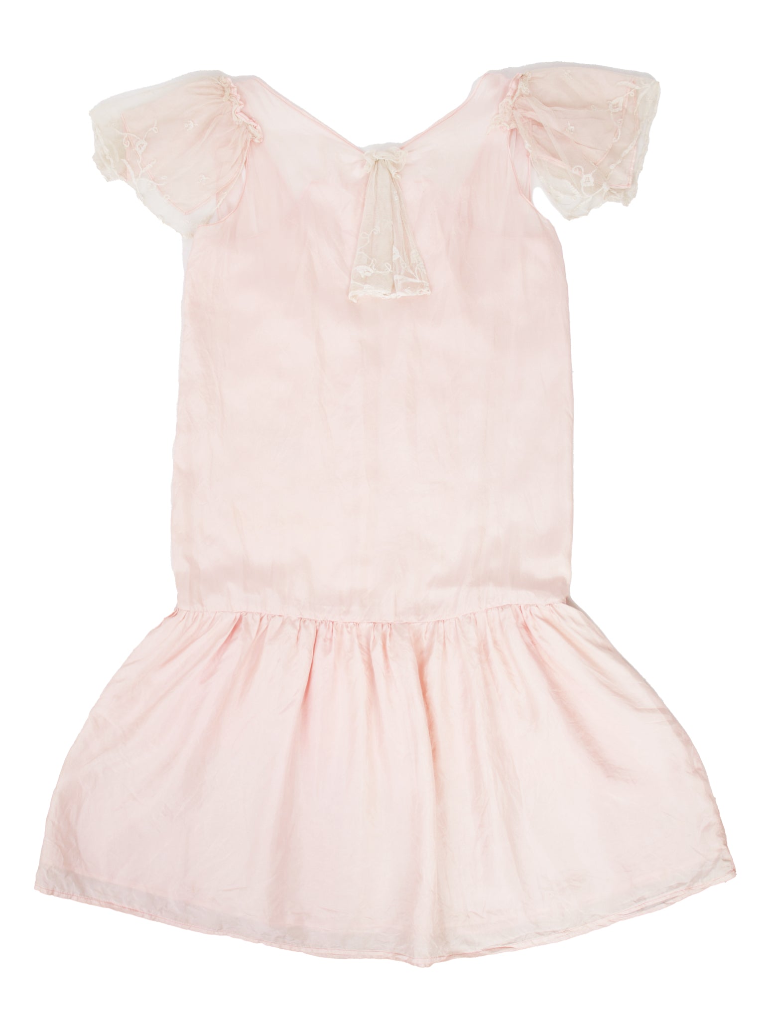 1930s Silk & Tulle Dropwaist Nightgown