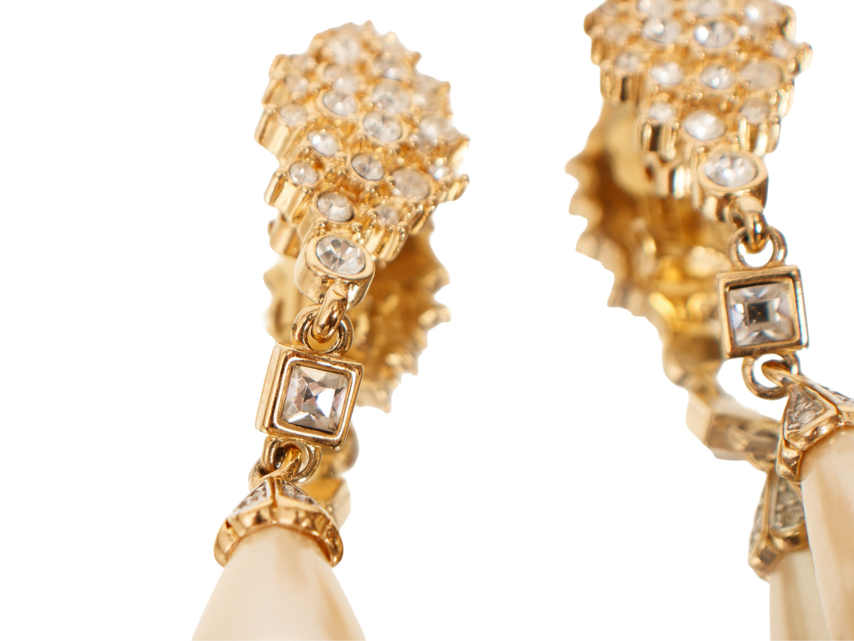 Guy Laroche Faux pearl Rhinestone Teardrop Clip-On's