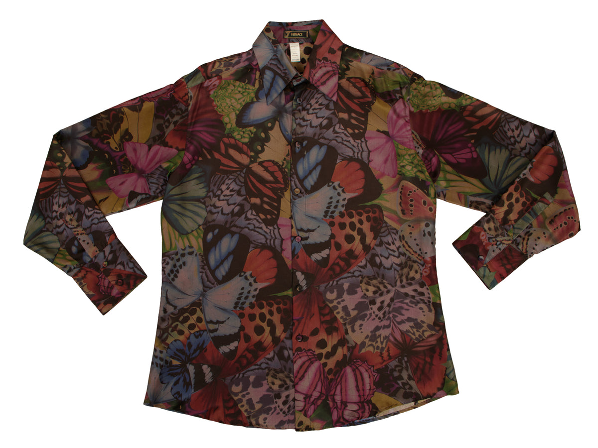Versace Silk Butterfly Print Shirt