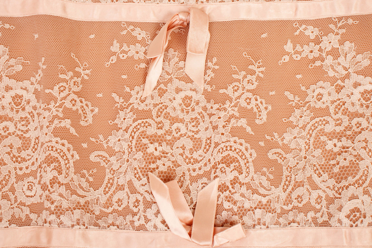 1960s Lace & Satin Bow Trim Slip Dress