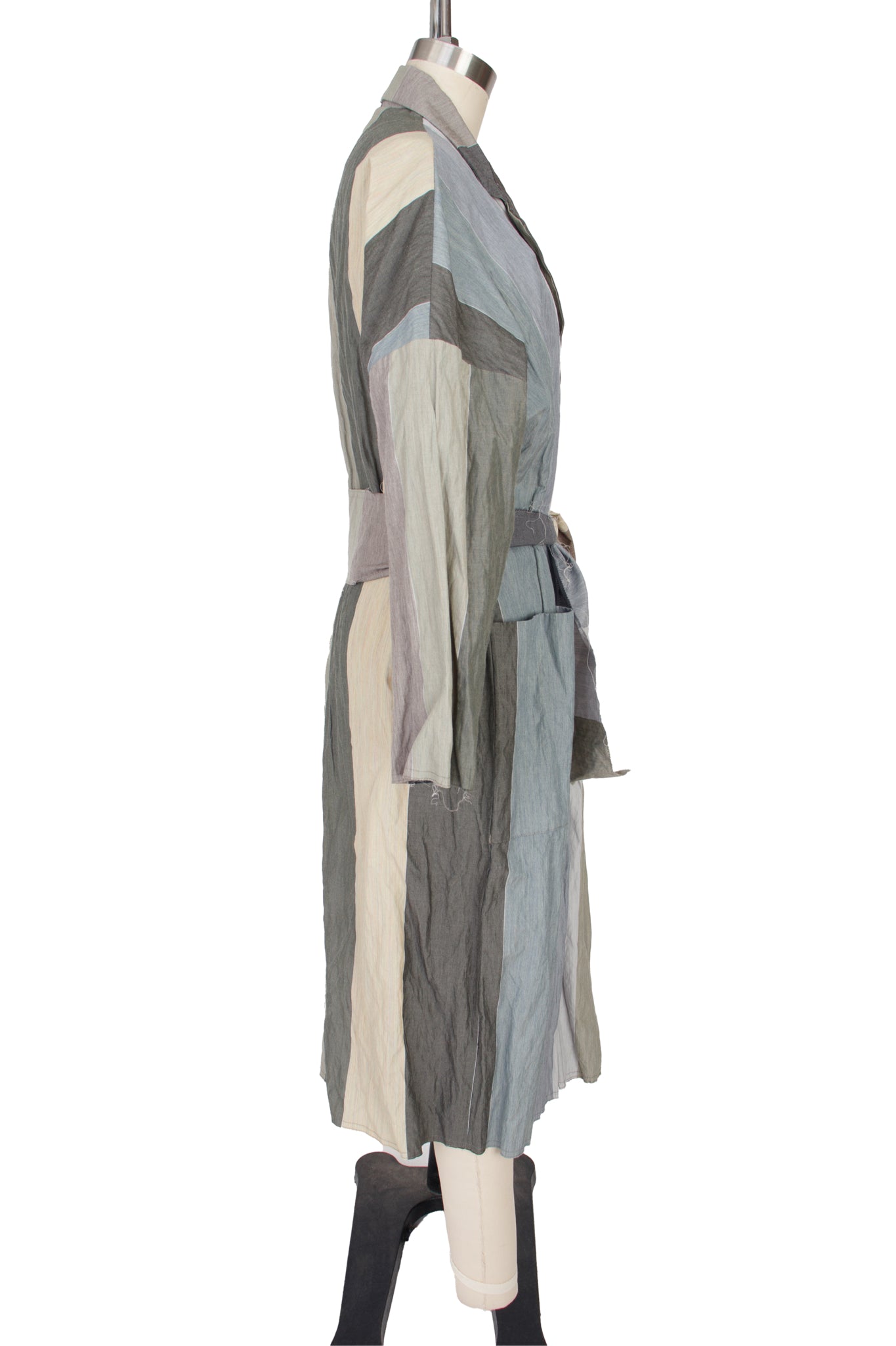 Pietro Pianforini Wool Striped Raw-Edge Coat