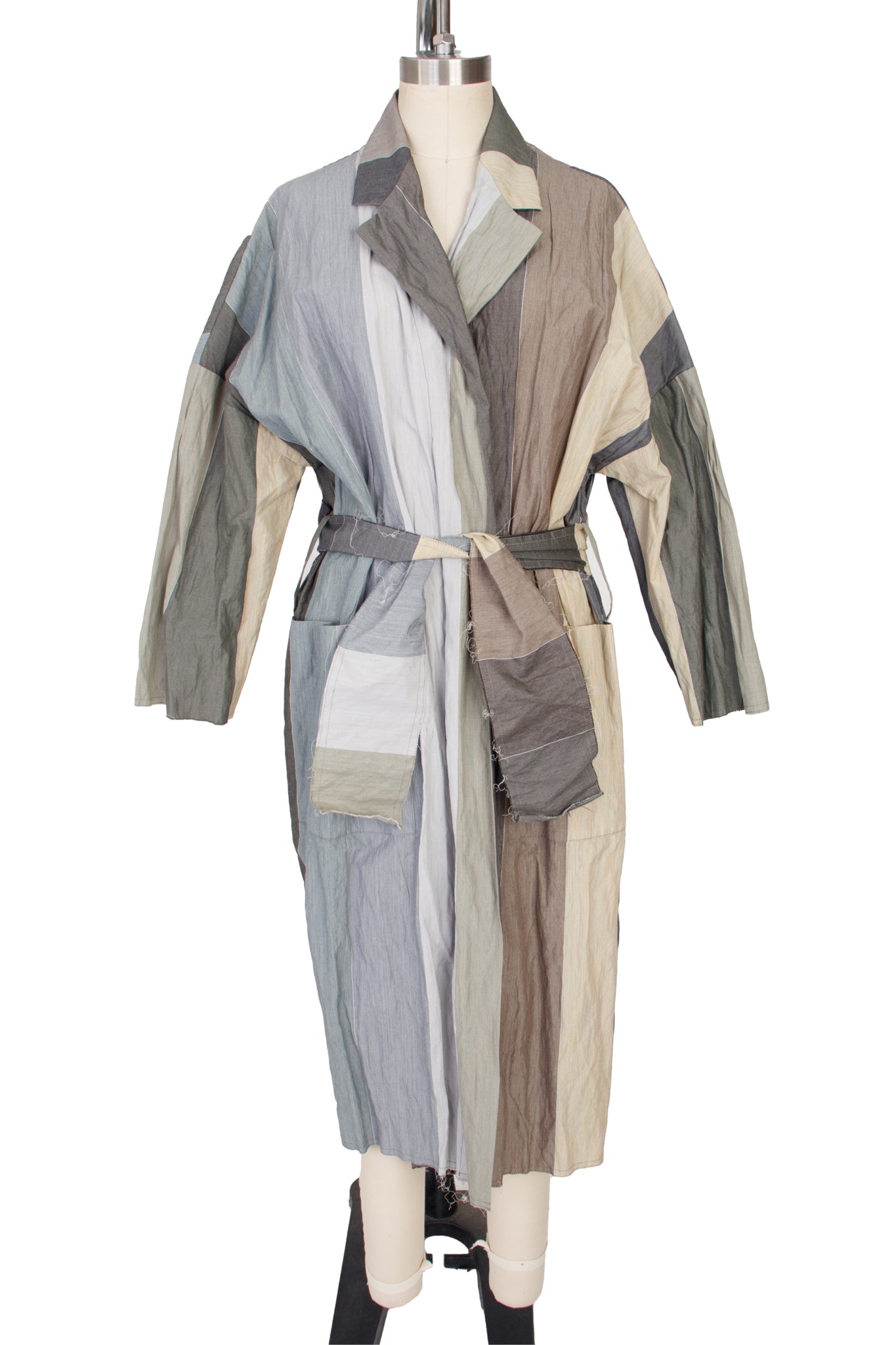 Pietro Pianforini Wool Striped Raw-Edge Coat