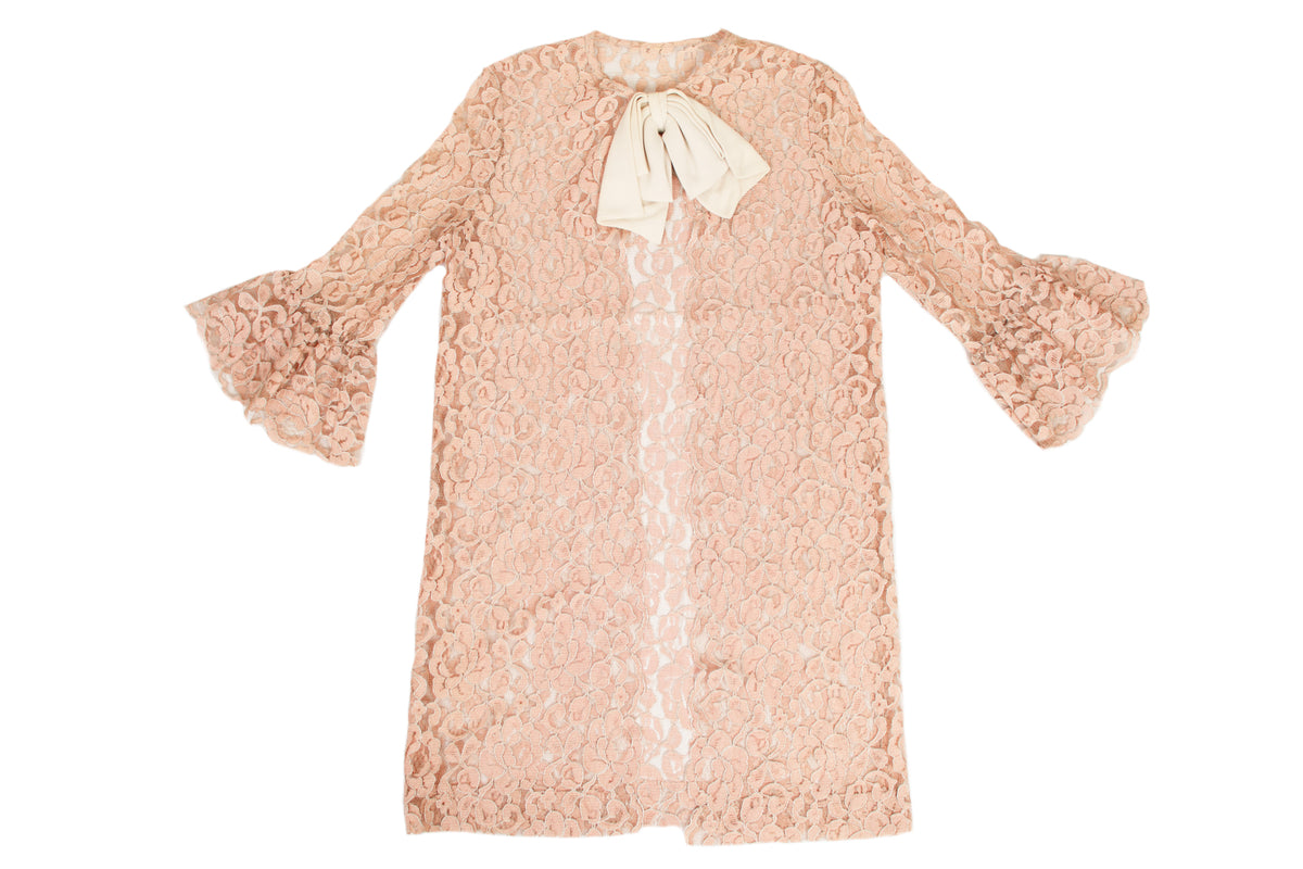 Dusty Pink Lace & Crepe Bow Jacket