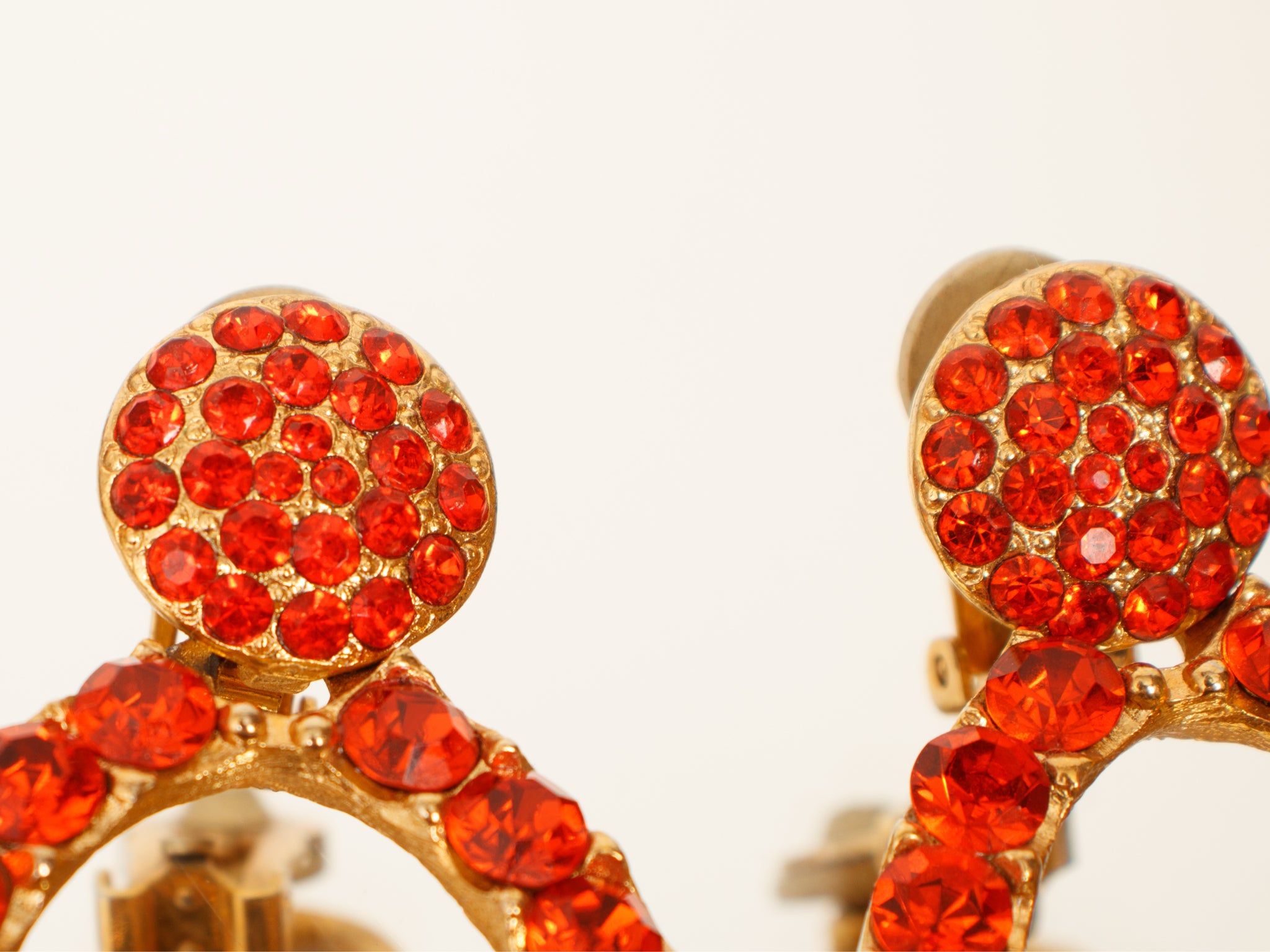 1970s Costume Rhinestone Teardrop Clip-On's