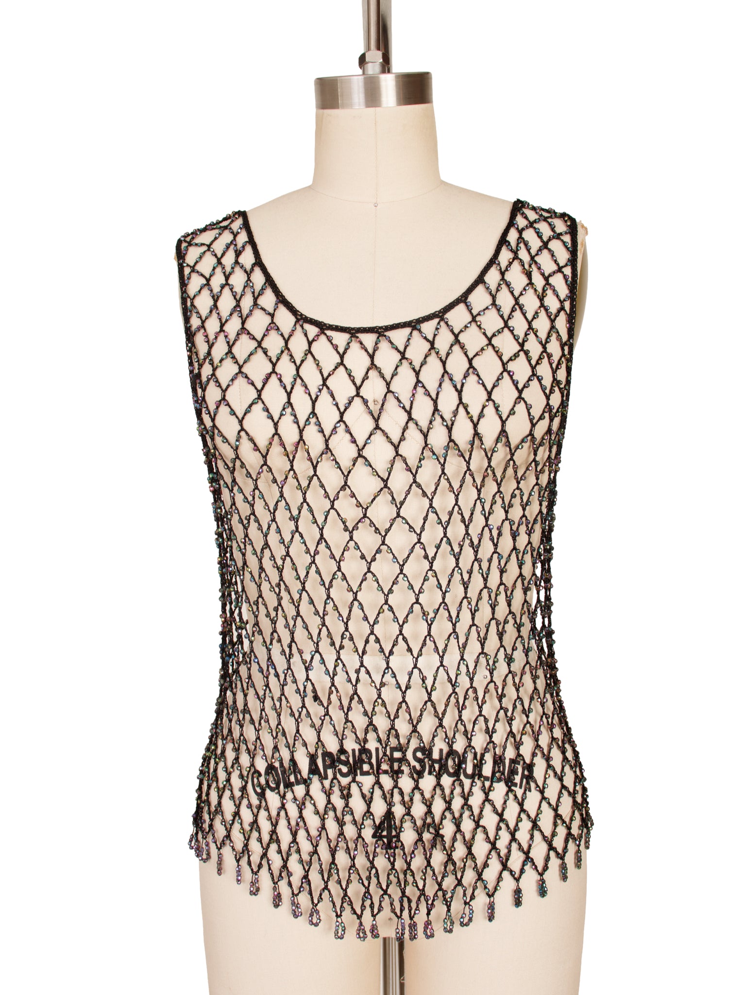 Elisabetta Rogiani Beaded Fishnet Top