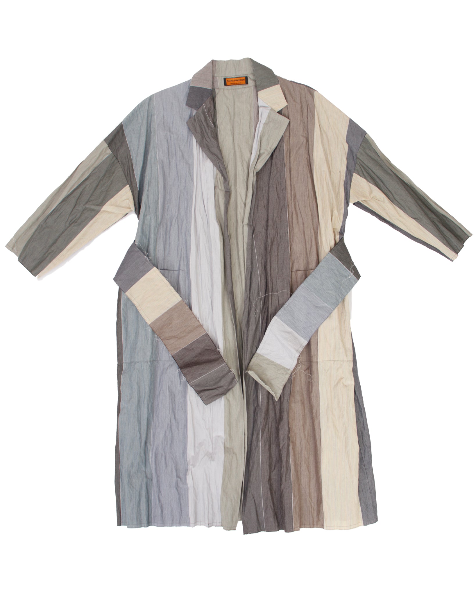 Pietro Pianforini Wool Striped Raw-Edge Coat