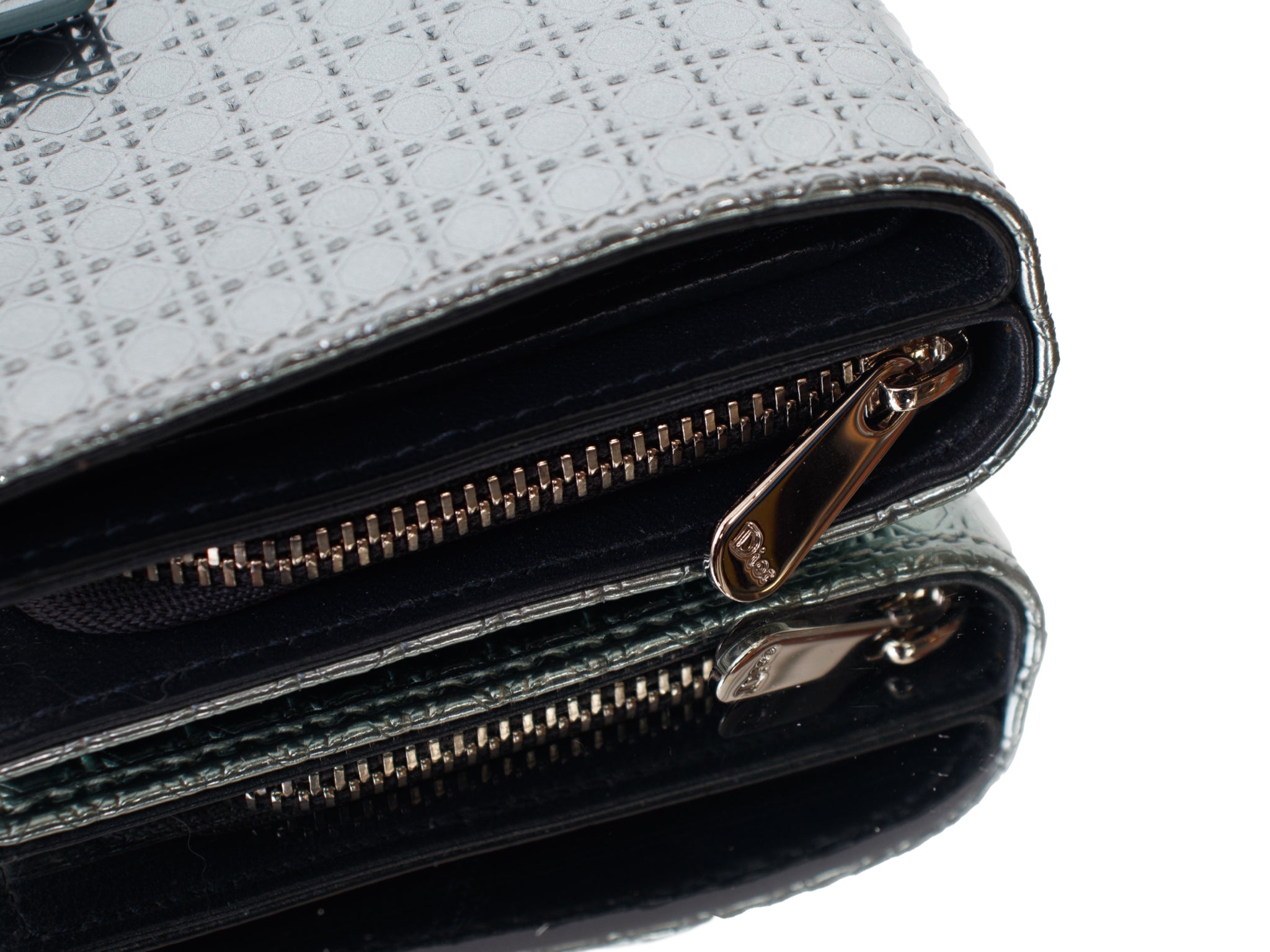 Christian Dior Micro-Cannage Metallic Wallet