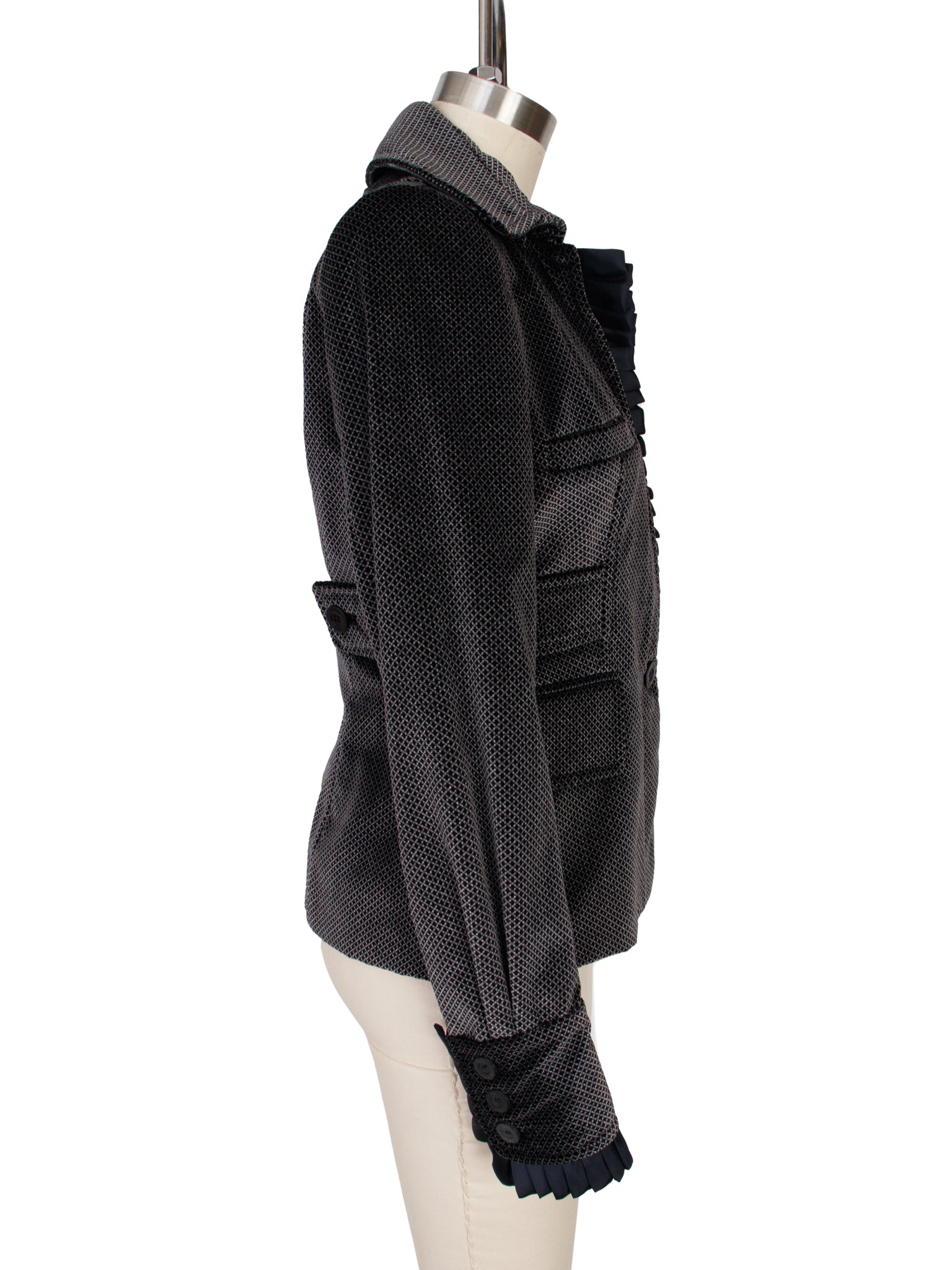 Just Cavalli Printed Velvet & Ruffle Trim Jacket