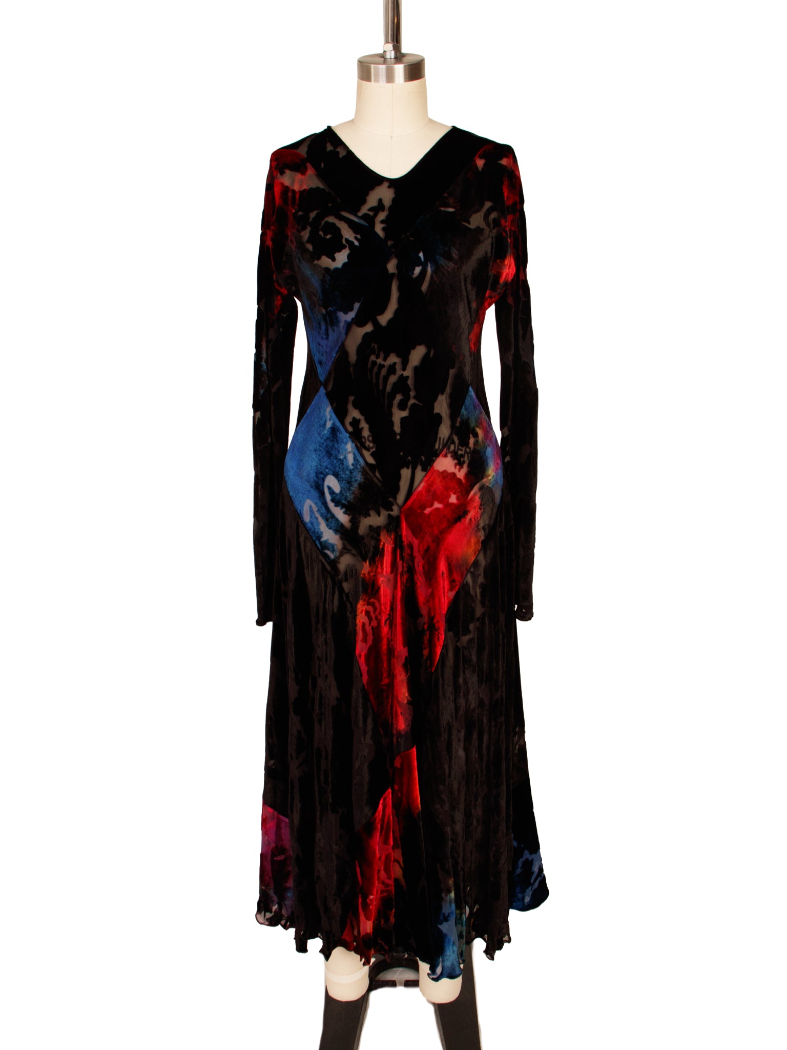 1990s Carter Smith Shibori Hand Dyed Velvet Devoré Dress