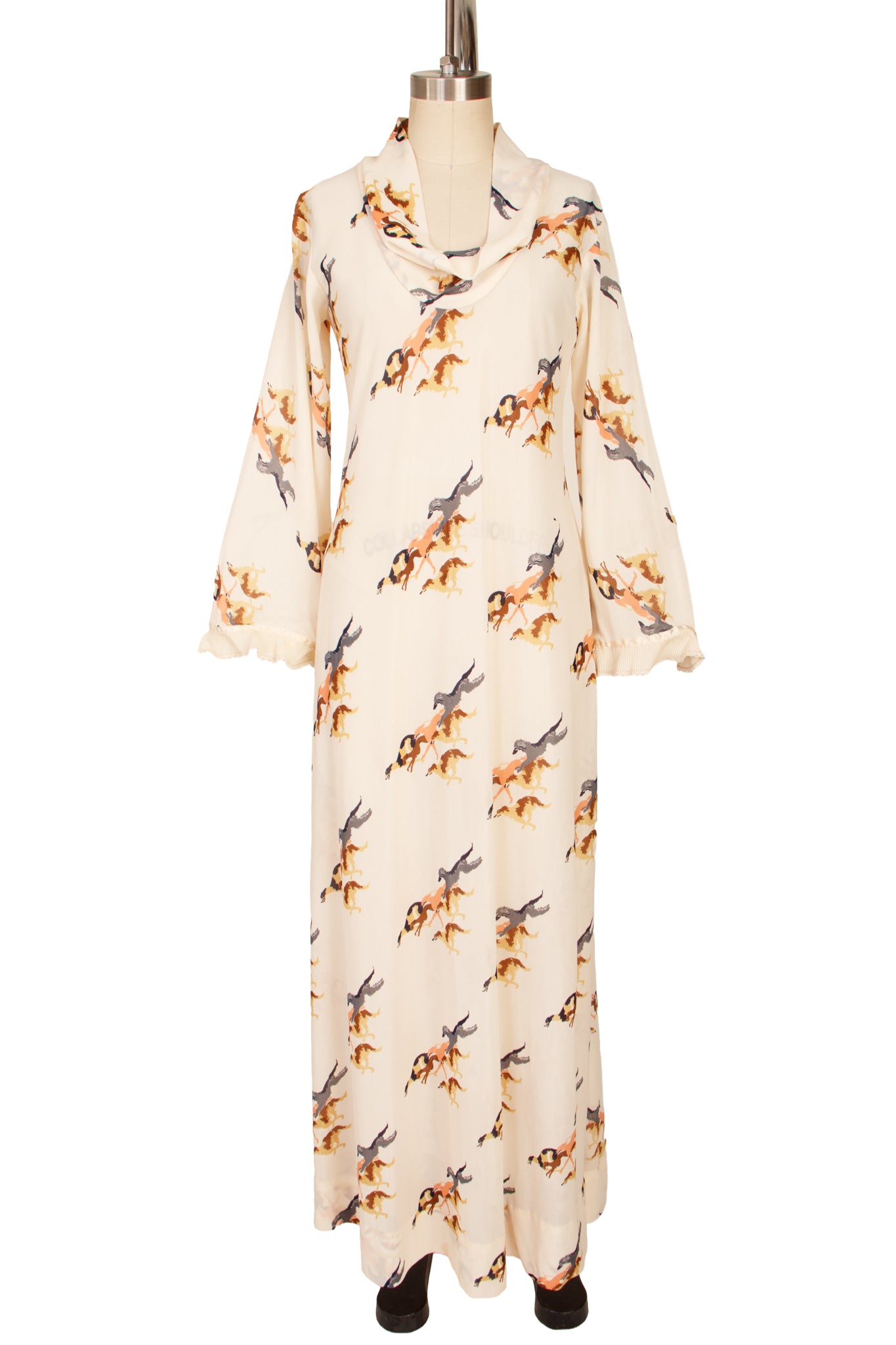 1970s Novelty Dog Print Maxi Dress
