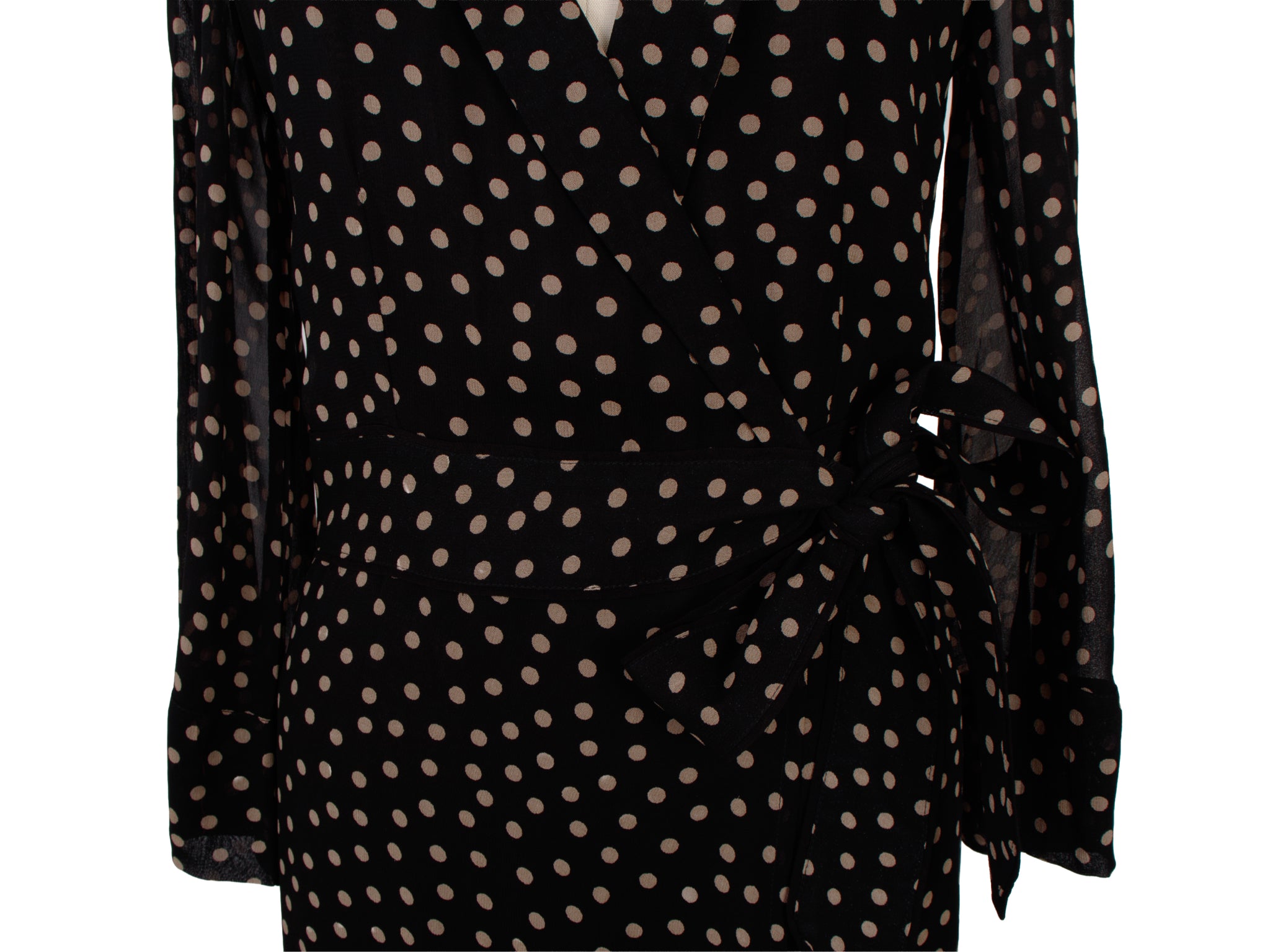 Ganni Chiffon Polka Dot Wrap Dress