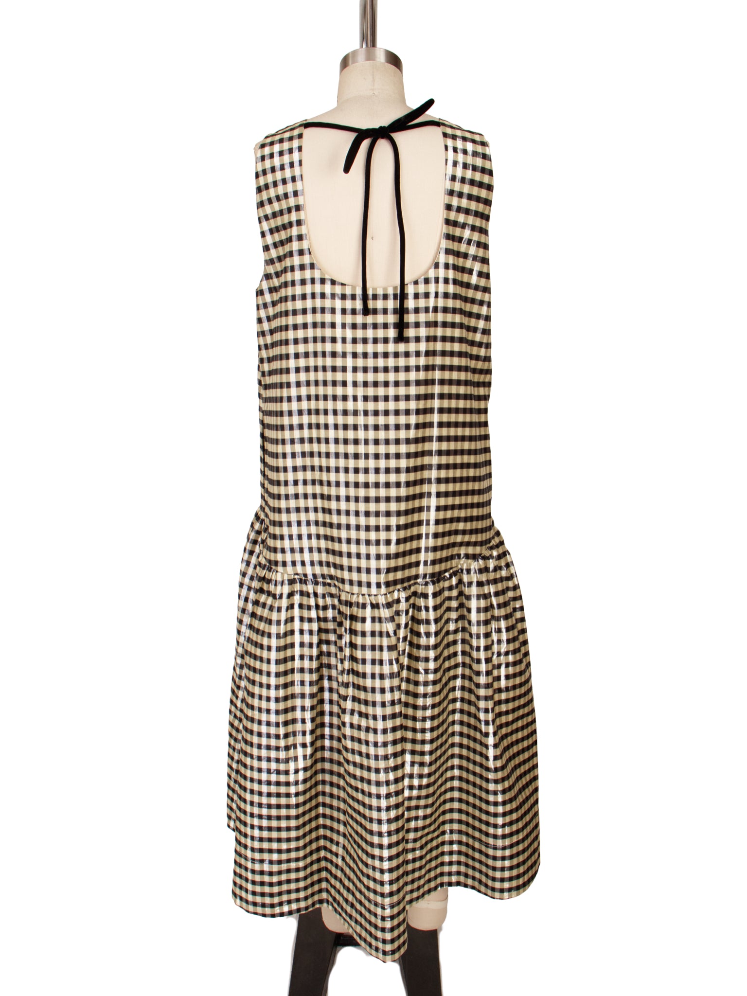 Ganni Metallic Gingham Drop Waist Dress