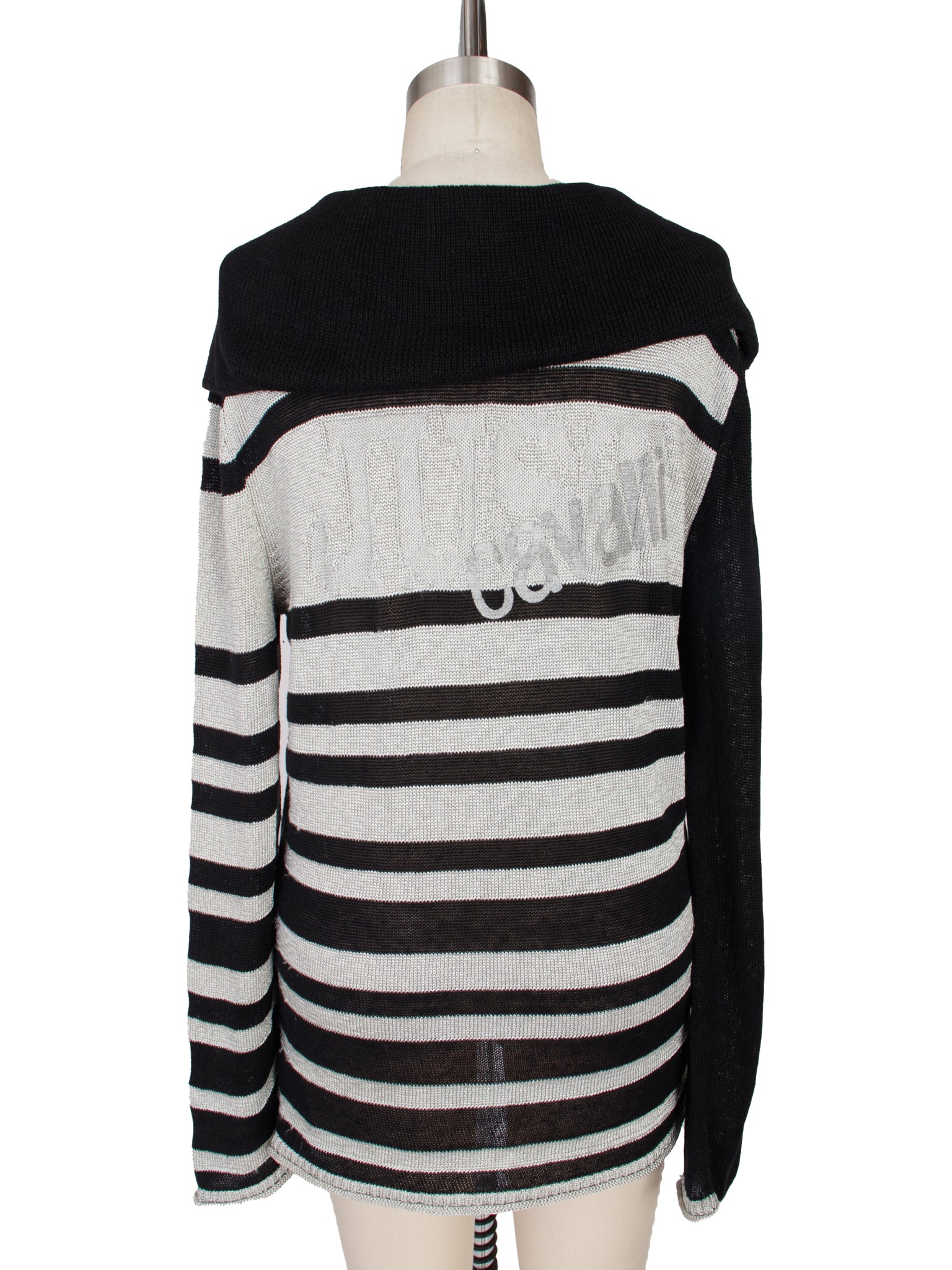 Just Cavalli Linen Blend Logo Open Knit Sweater