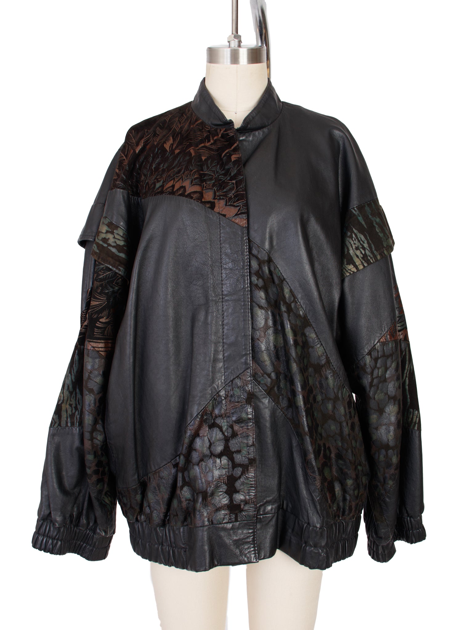 1980's Neiman Marcus Leather Patchwork Painted Souvenir Jacket